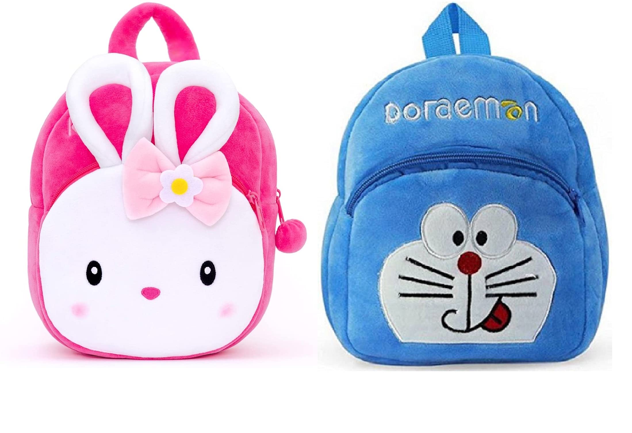 Black Hill Kids School Bag Soft Plush Backpack Cartoon Bags Mini Travel Bag for for Girls Boys Toddler Baby Konggi Rabbit & Doraemon