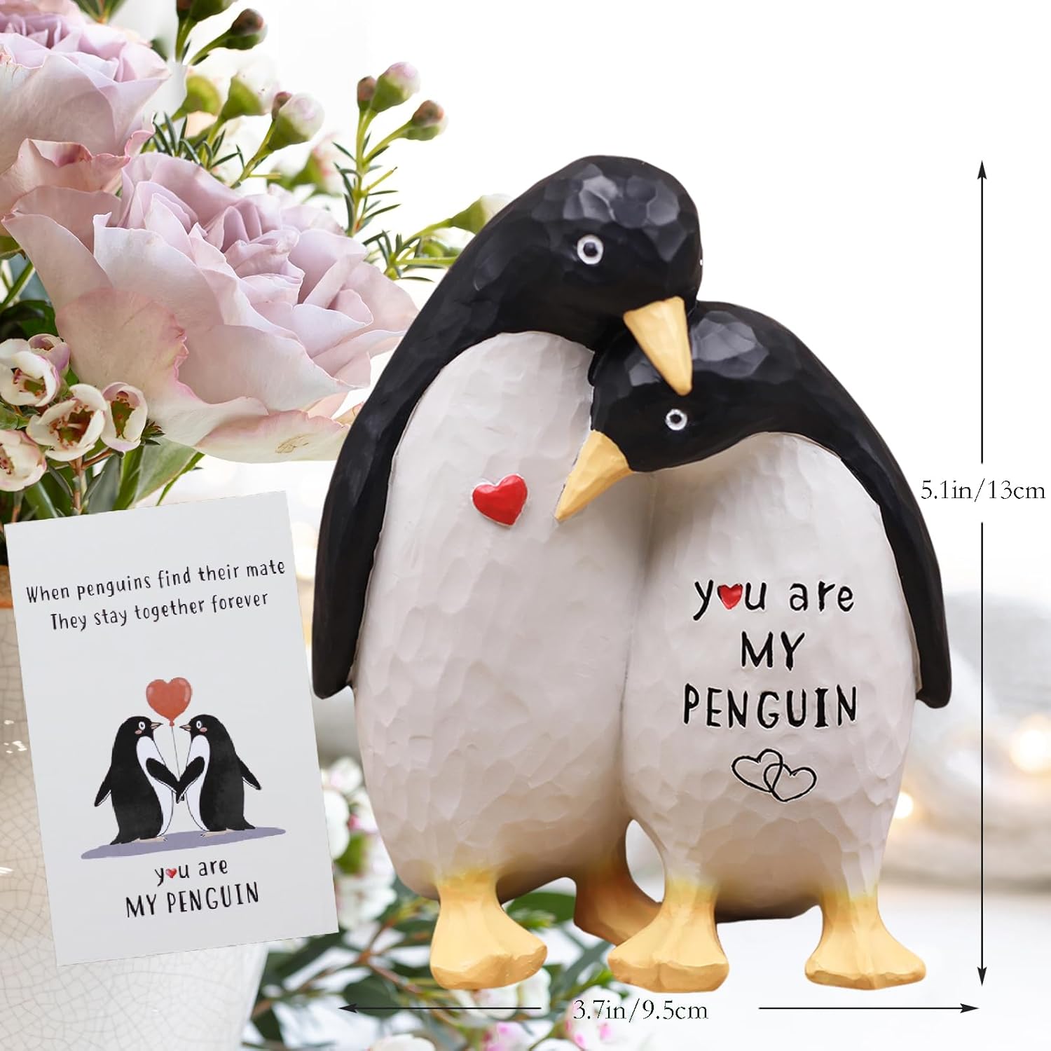 Anniversary Wedding Gifts for Women Men Couple, Gifts for Her Him, Birthday Gift for Girlfriend Boyfriend, I Love You Gift for Wife Husband-Couple Penguin Figurine for Christmas Valentines Day - Image 4