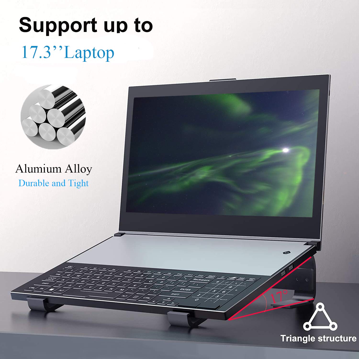 Bonlace Supporto PC Portatile, Porta Pc Portatile Ergonomico Alluminio Leggero Ventilato Compatibile MacBook Air Pro, PC, iPad, Notebook, Tablette, Dell, XPS, HP 10-16.5 Pollici (Nero)