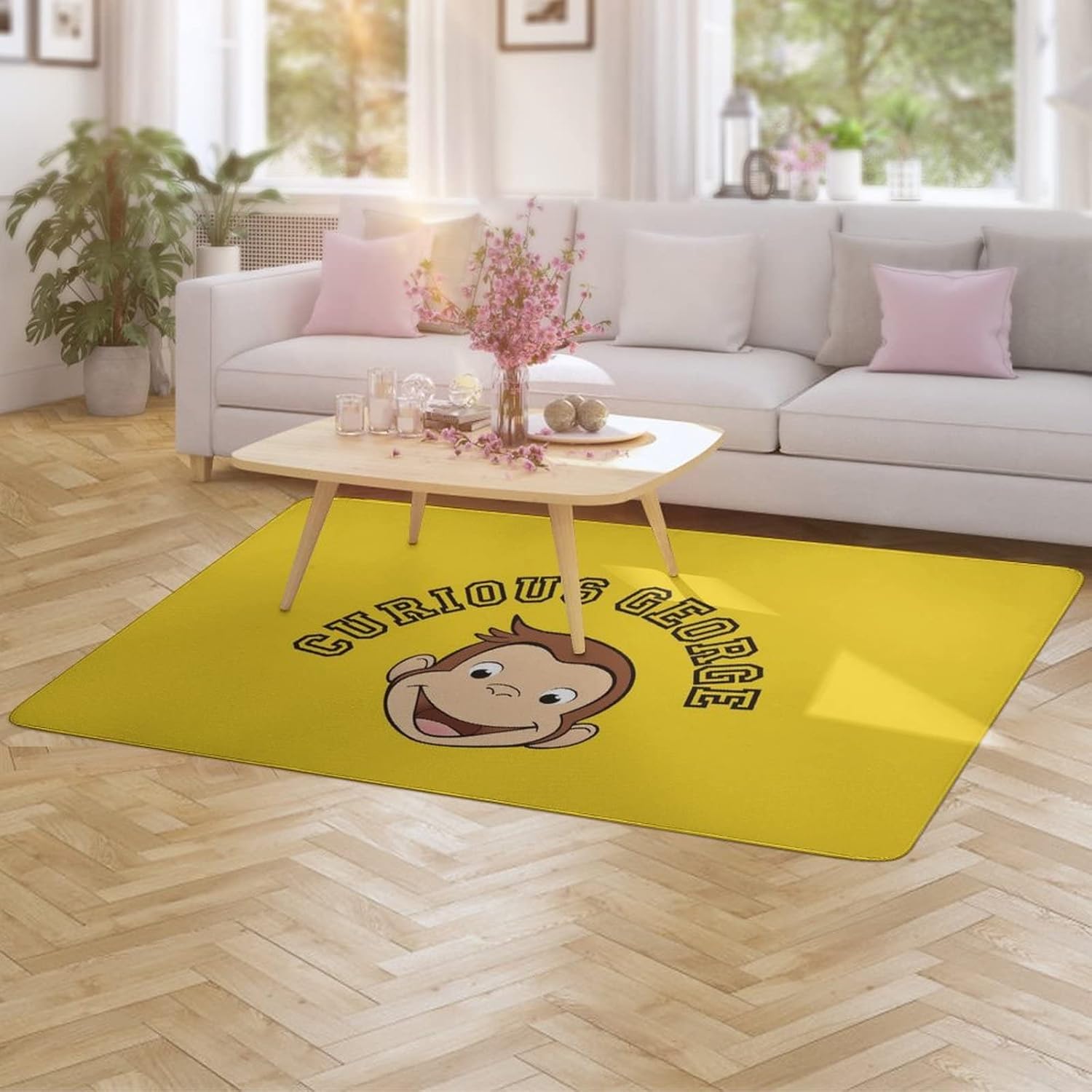 おさるのジョージ ラグ カーペット 洗える ラグマット 滑り止め