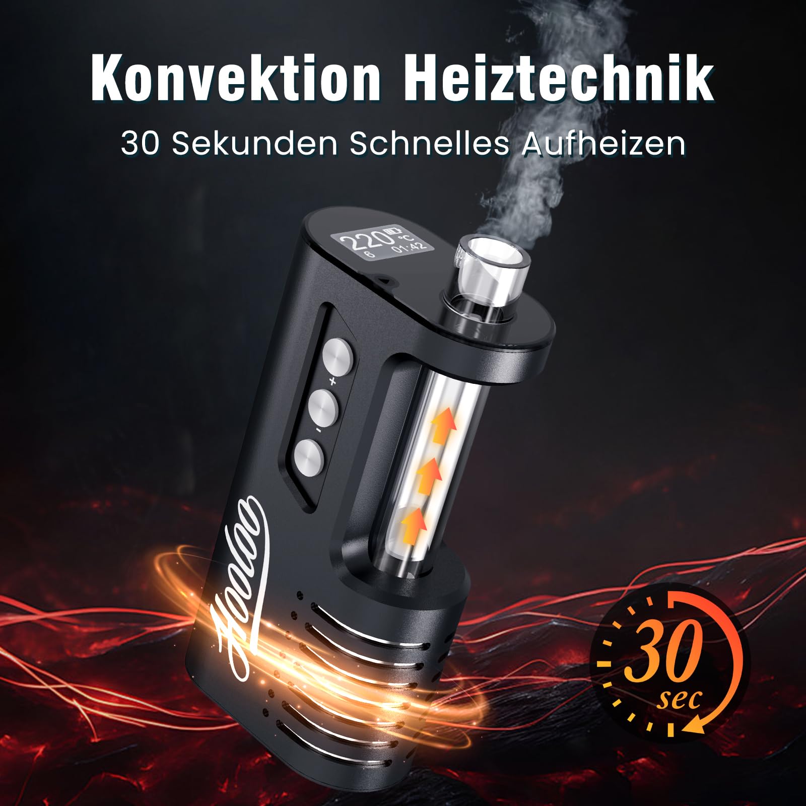 HOOLOO Kräuter Vaporizer – Premium Tragbarer Verdampfer Mit 30s Schneller Erwärmung, 2600 mAh Akku, OLED Display Und Temperaturregelung, Einfache Reinigung