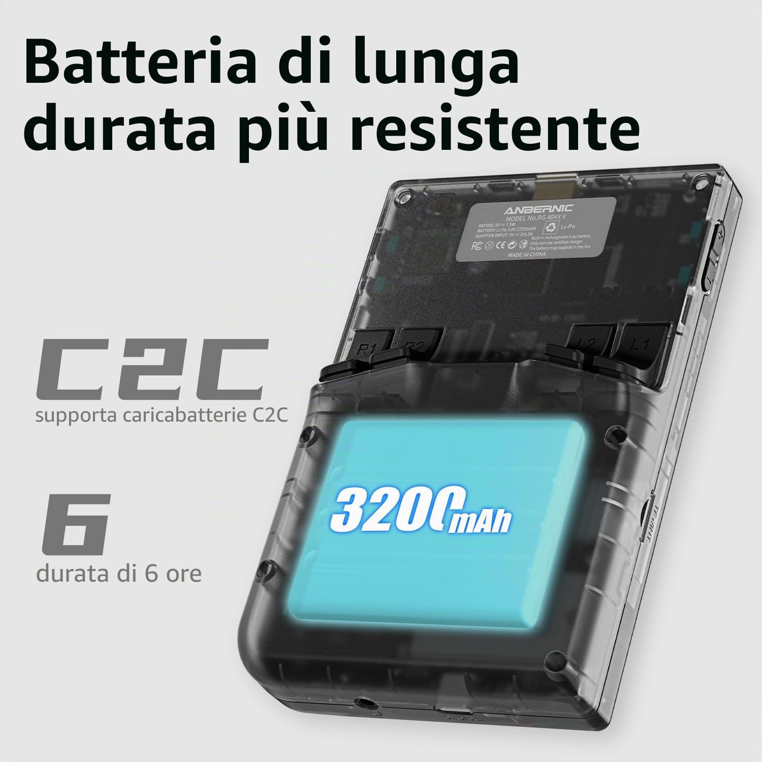 HANHIBR RG40XXV - Console portatile per videogiochi rétro, sistema operativo Linux integrato, scheda TF da 64G+128G, console per videogiochi rétro con schermo IPS da 4,0 pollici, lettore video