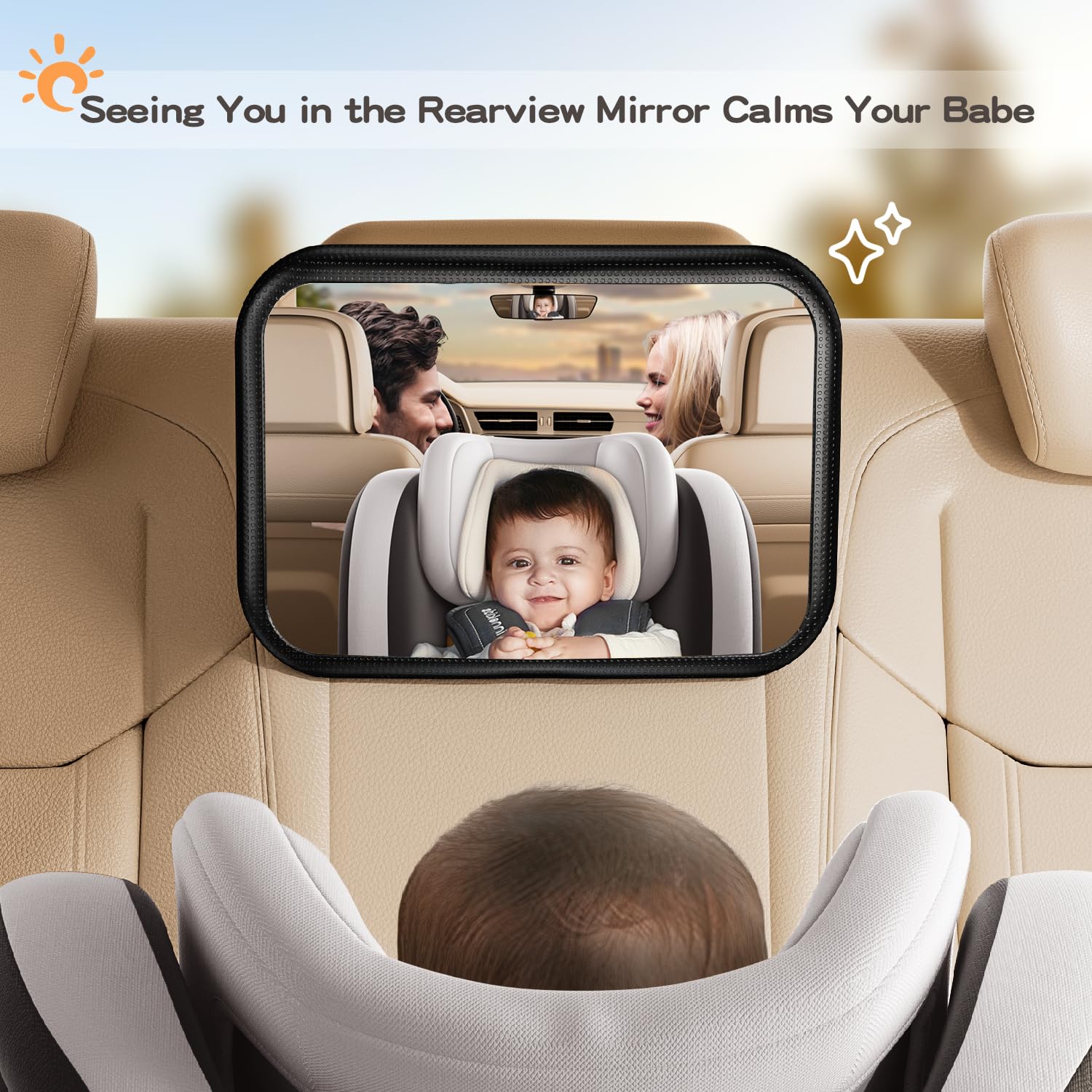 Specchietto Retrovisore Bambini Poggiatesta Auto, 100% Infrangibile Specchio Auto Neonato Sedile Posteriore, Specchio Macchina Neonati Sedile Posteriore, Rotazione a 360° Accessori per auto da viaggi