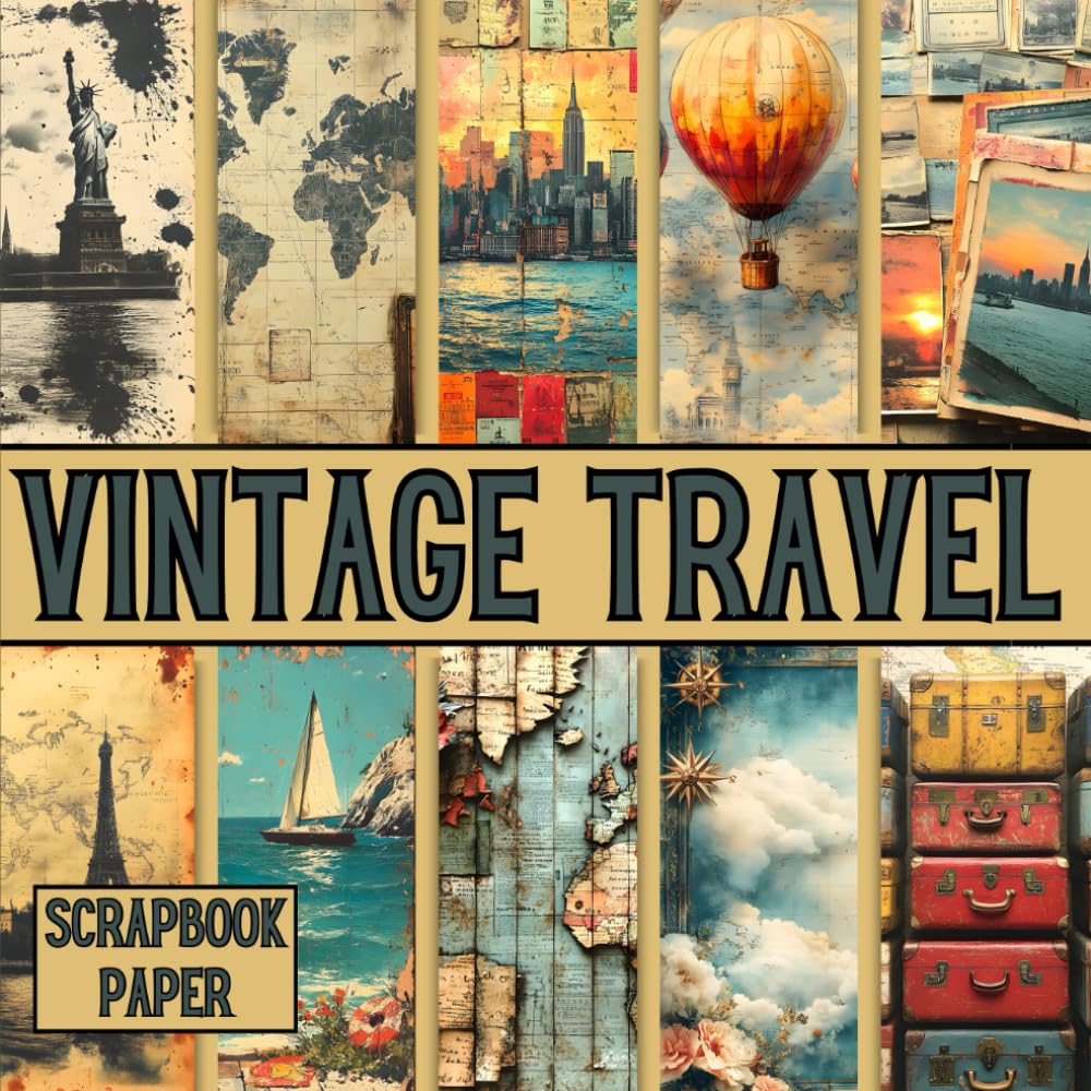 Vintage Travel Scrapbook Paper Decorative DoubleSided Craft Papers