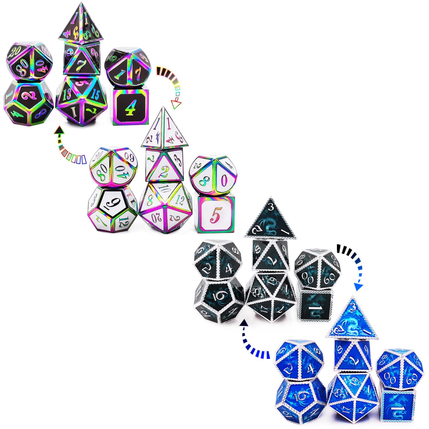 HAOMEJAColor Changing Temperature Metal Dragons Dice Set Black + Blue