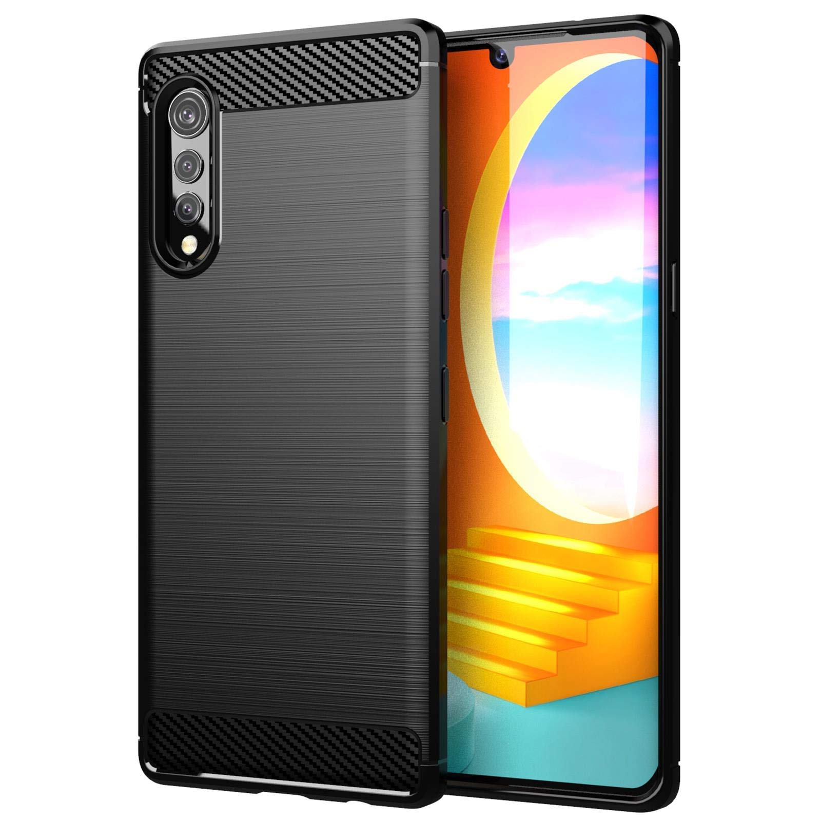 Lustree LG Velvet Case, Shock-Absorption Carbon Fiber Felxible TPU Soft Silicon Full Body Protective Cover for LG Velvet (Deep Black) (B08P8LPY8P) Amazon Price History, Amazon Price Tracker