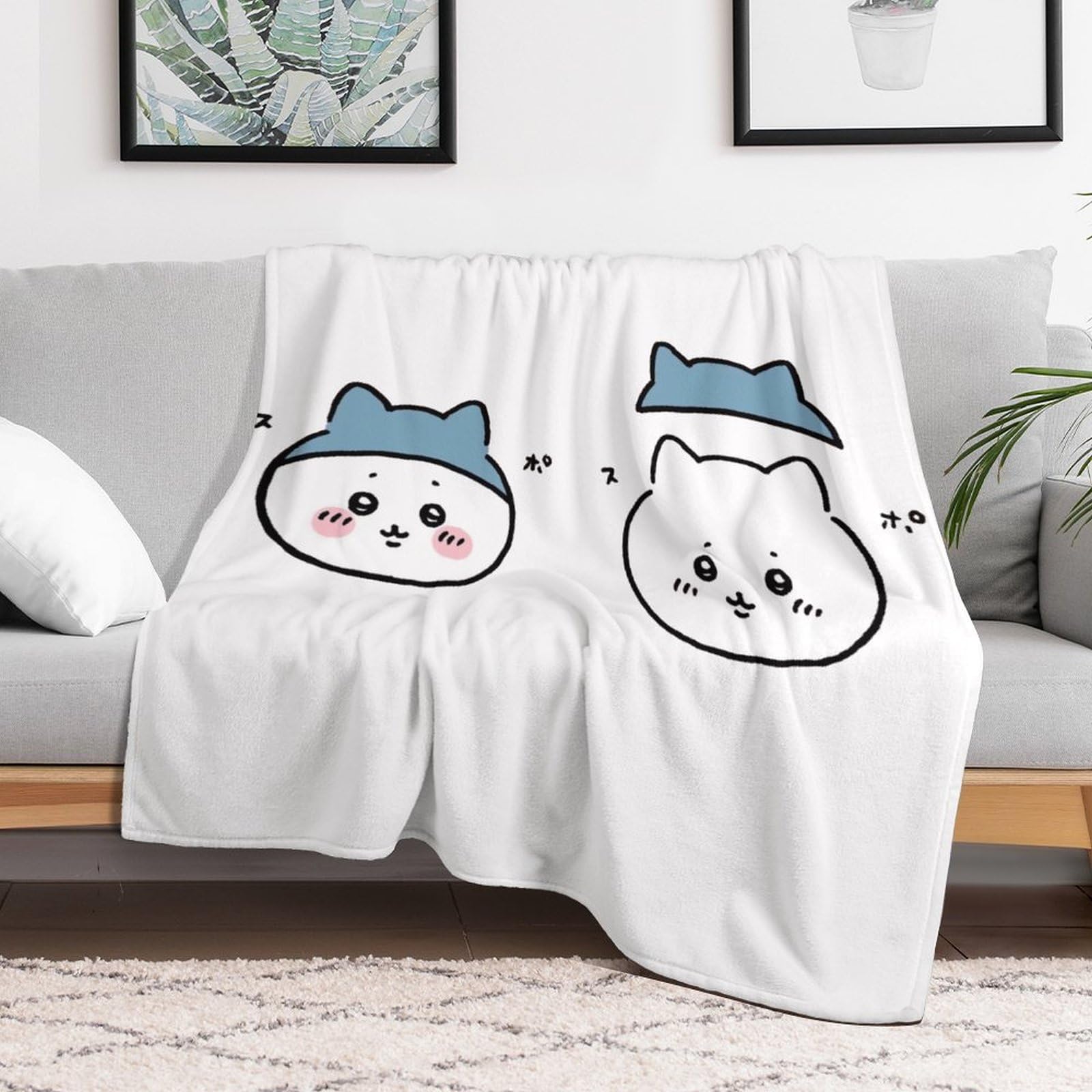Amazon｜毛布 ちいかわ ハチワレ ブランケット ひざ掛け 掛け毛布