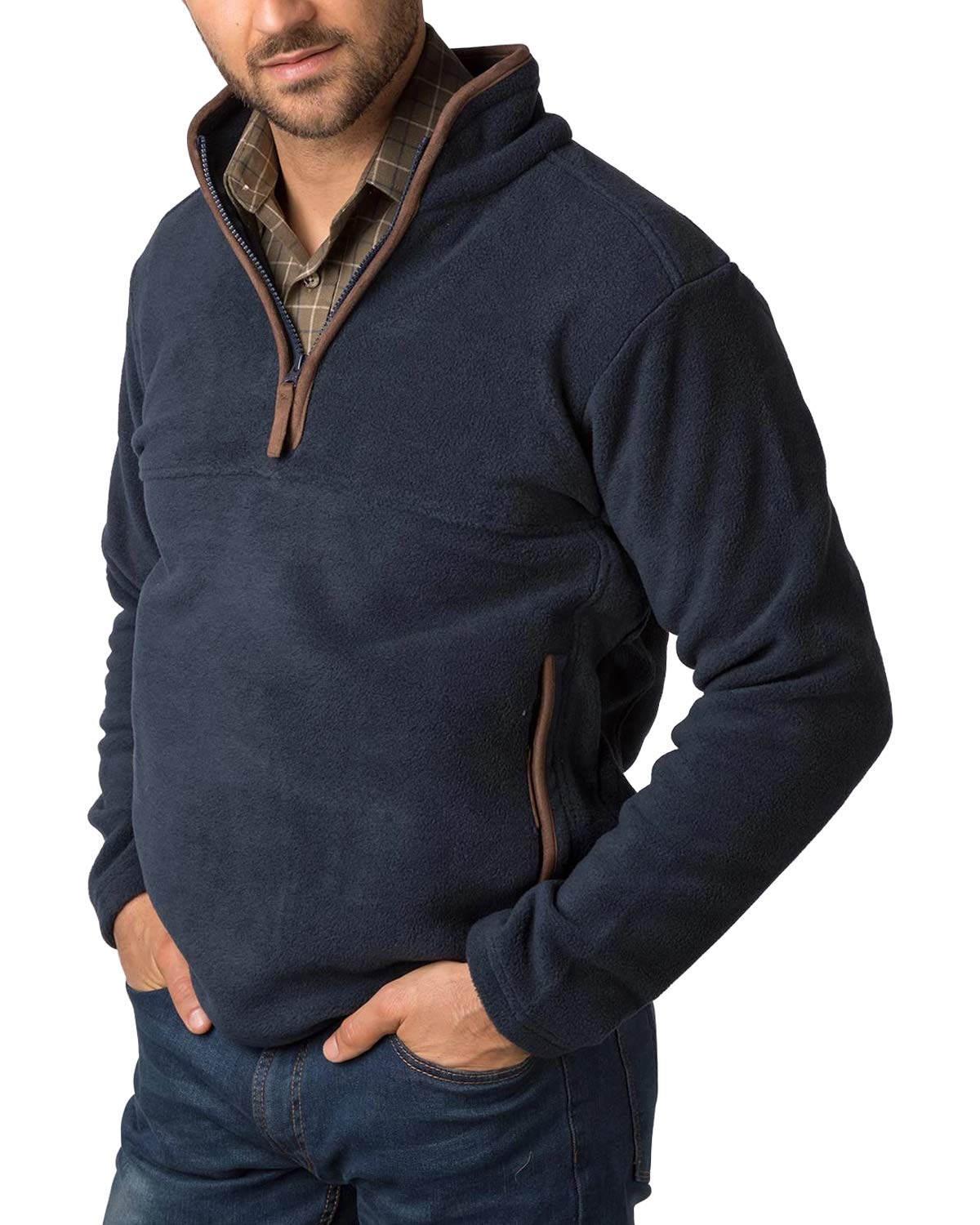 Rydale Men's Ink Huggate Overhead Pullover Soft Fleece Half Zip Lightweight & Casual Gent's Country Jumper