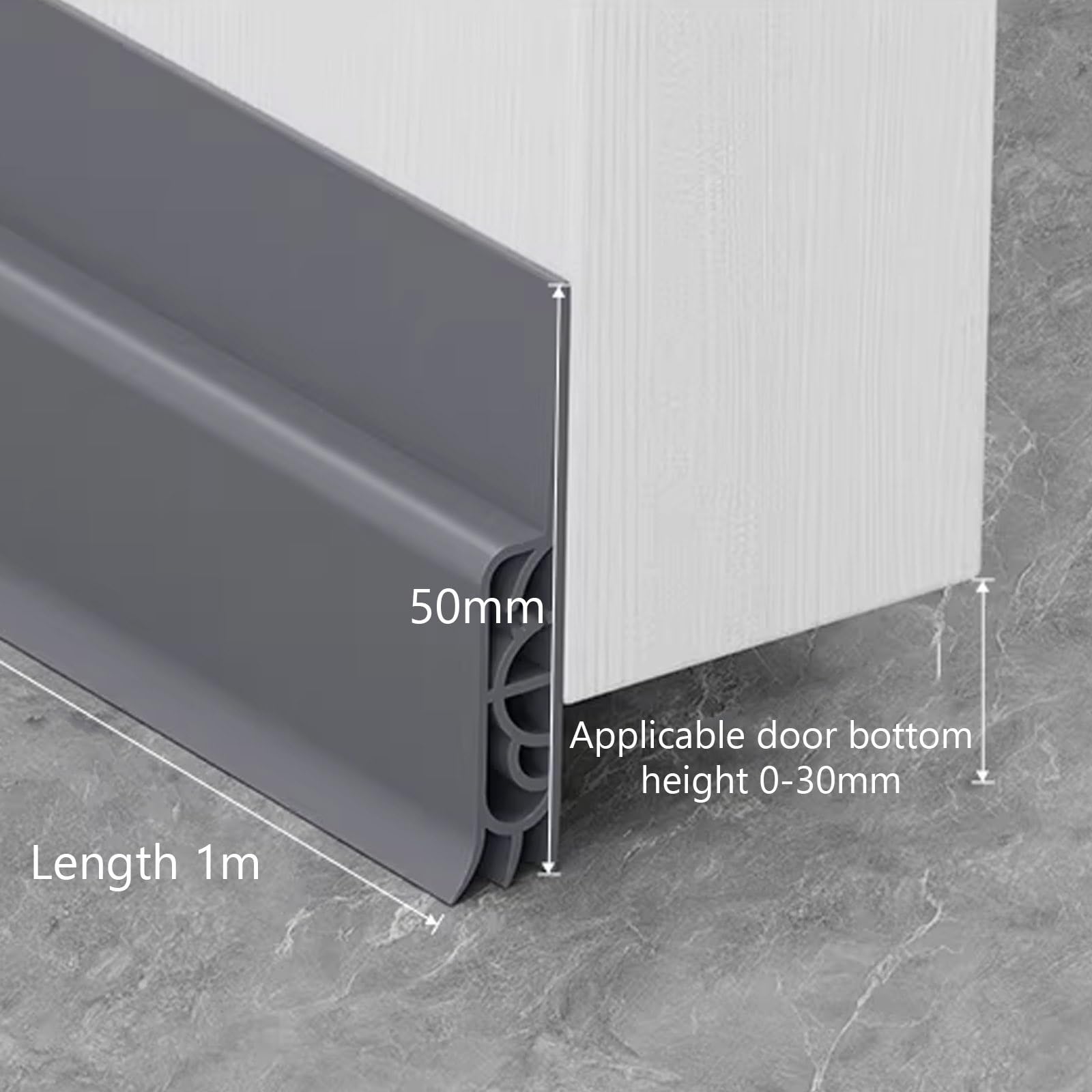 Paraspifferi per fondo della porta, sigillatura della porta del garage, isolamento acustico insonorizzato con retro adesivo, misura regolabile per porte a rullo e in vetro