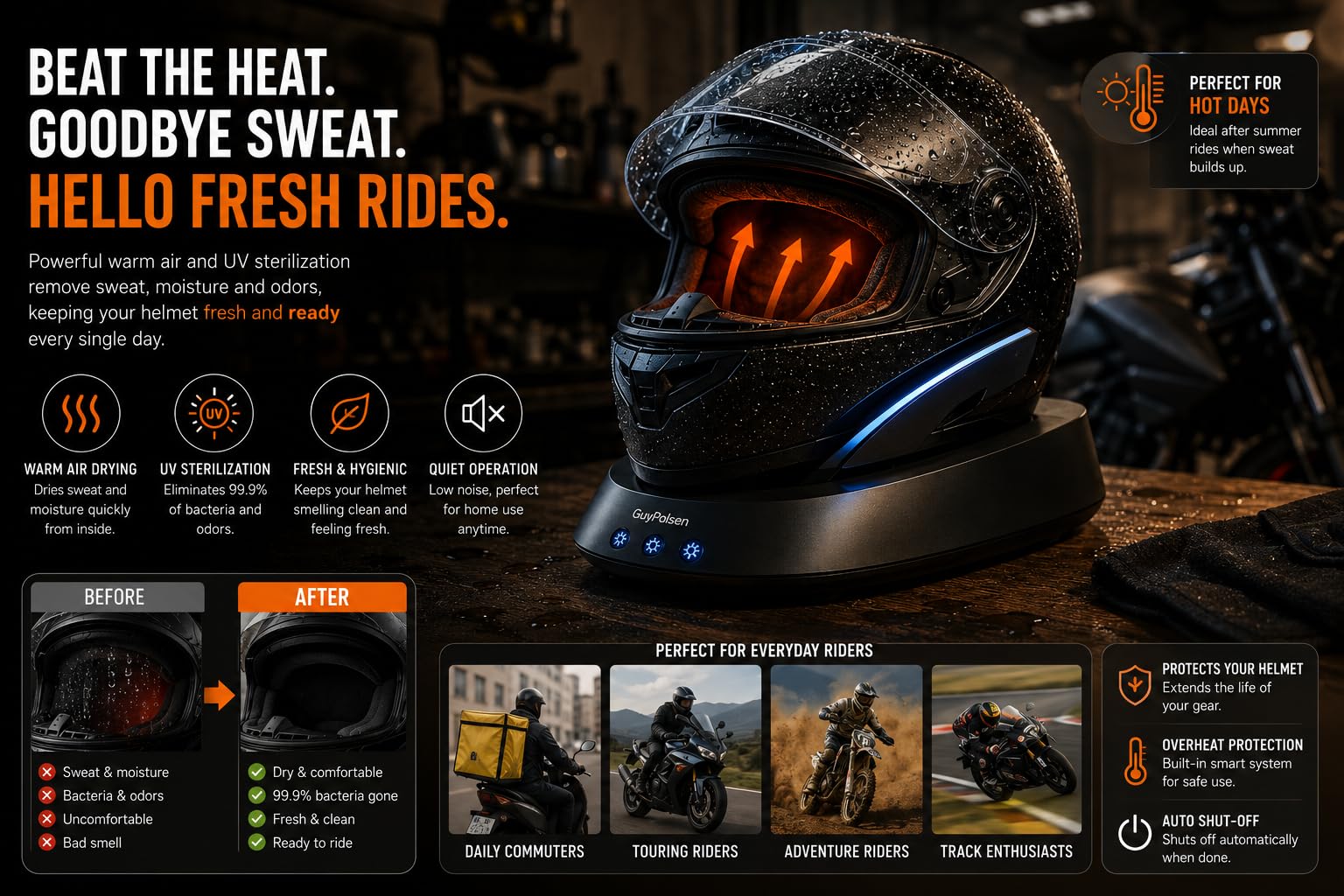 Générique Sèche-casque rapide pour moto/voiture – Stérilisation, désinfection, nettoyage, déodorisation, séchage et purification de l’air