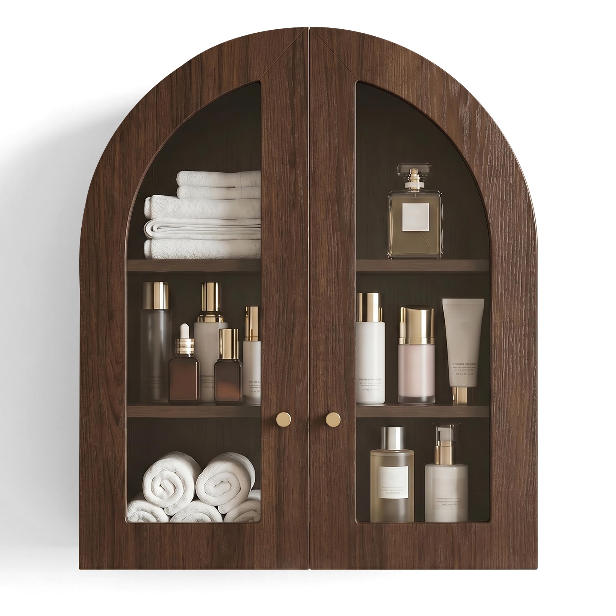 Photo 1 of Nestwise Arched Wall Cabinet - Walnut Finish