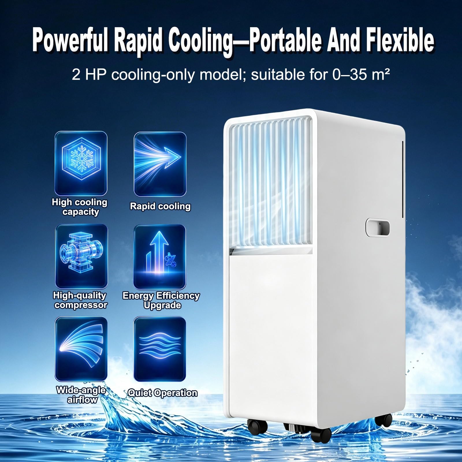 Climatizador Portátil 13000 BTU Silencioso para Hogar | Climatizador Portátil 13000 BTU con adjustment Remoto, Temporizador 24H y Modo Sueño para Mayor Comodidad(Model A)
