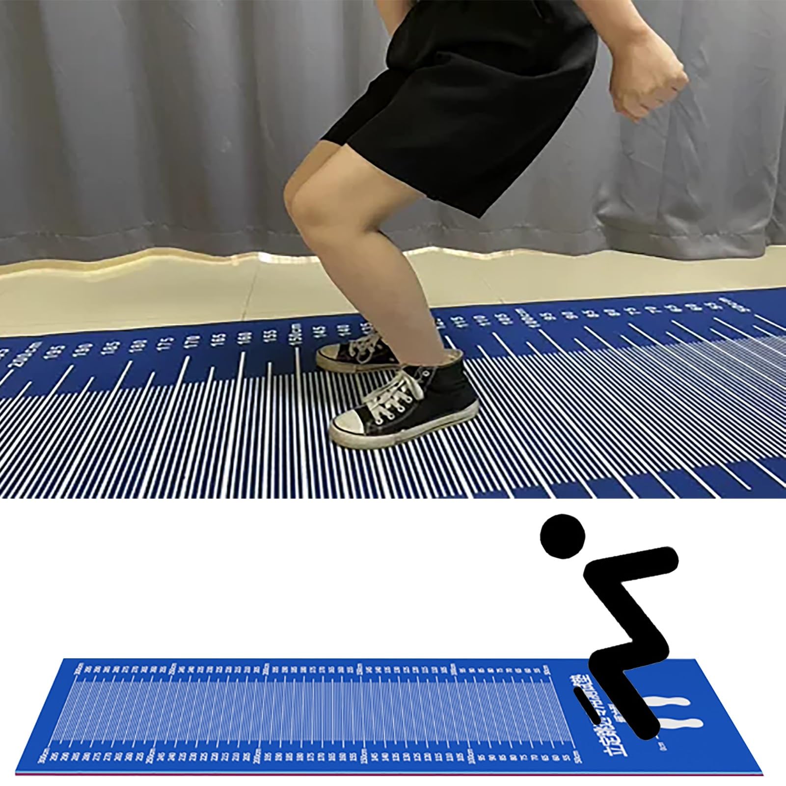 TREGOO 350cm Long Gym Long Jump Exercise Mat Blue Yoga Jump Rope Pvc Mats 4 5mm Thick Kids