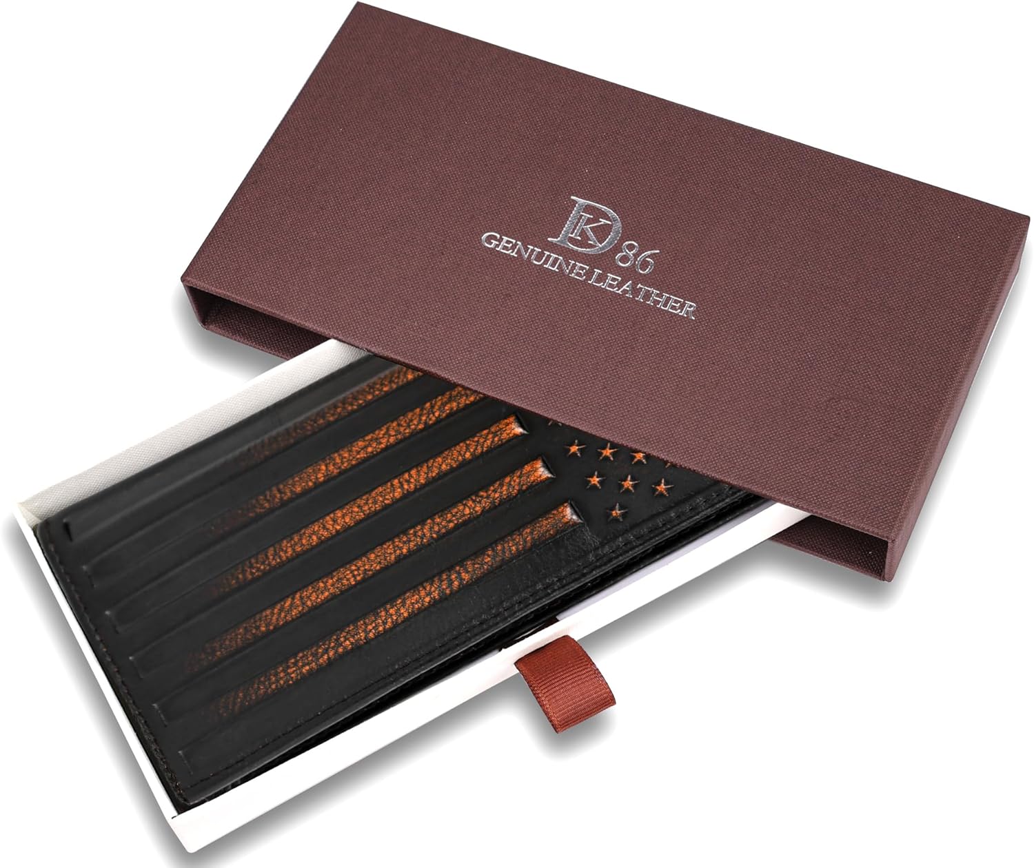 DK86 USA Flag Long Wallet For Men Full Grain Leather with Hand Burnished Rfid Blocking Rodeo Wallet Bifold Wallet American Flag Wallet - Image 6