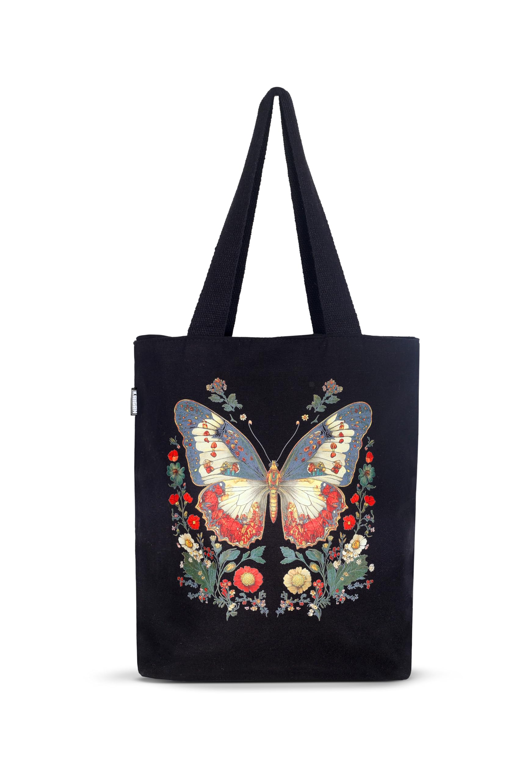 Canvas Cotton Tote Bag With Huge Butterfly Design for Women Versatile Shopping Office & Travel