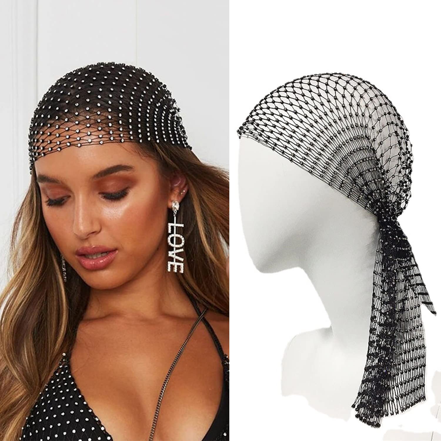 Fascia Per Capelli Donna Annodata Con Cristalli - Cerchietto Elastico In Nylon Per Ragazze, Vari Colori