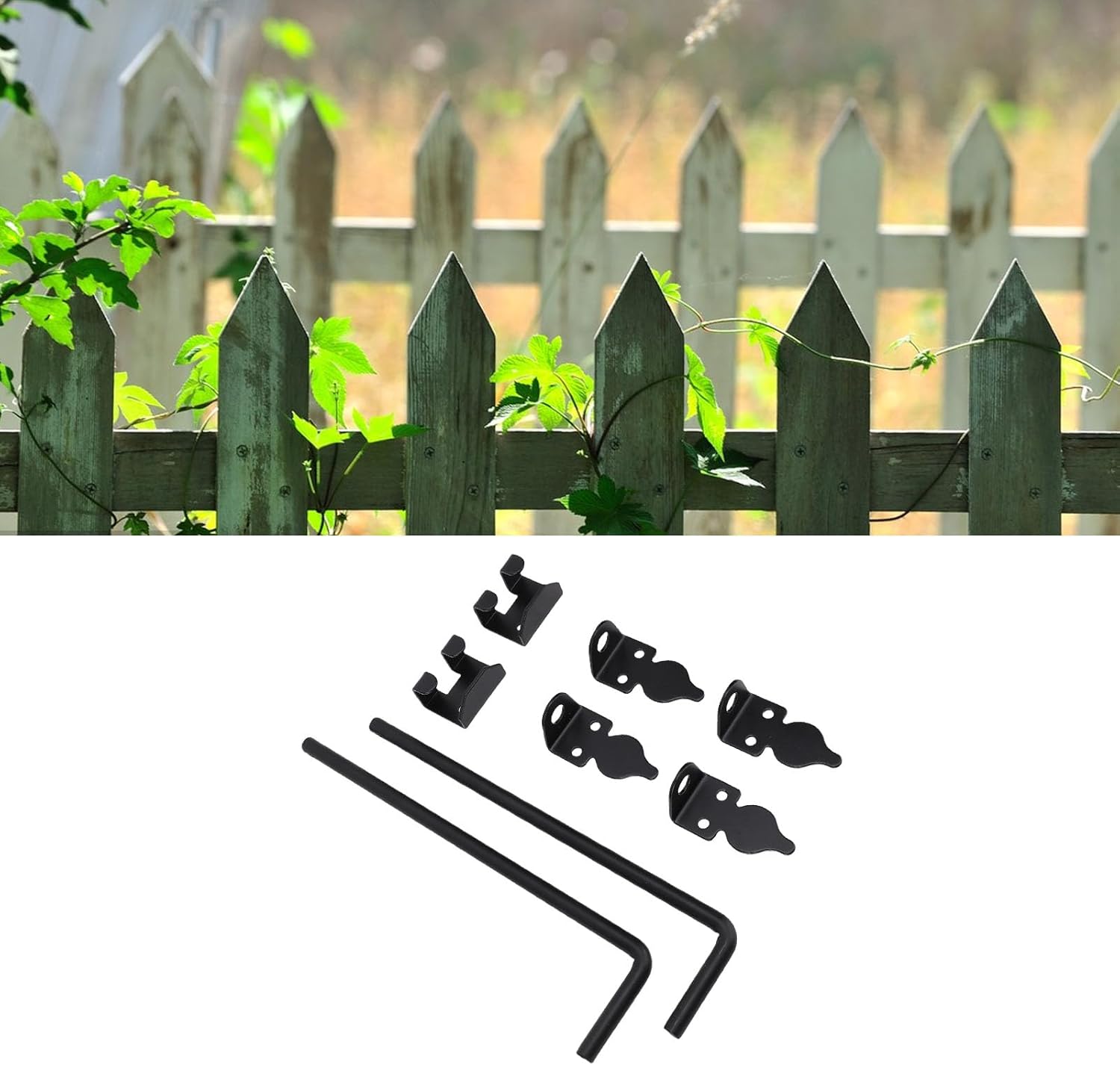 TOPINCN 2Pcs Heavy Duty Cane Gate Drop Rod, Sturdy Steel Locking Door Latch Hardware Ground Latch for Wooden Fences