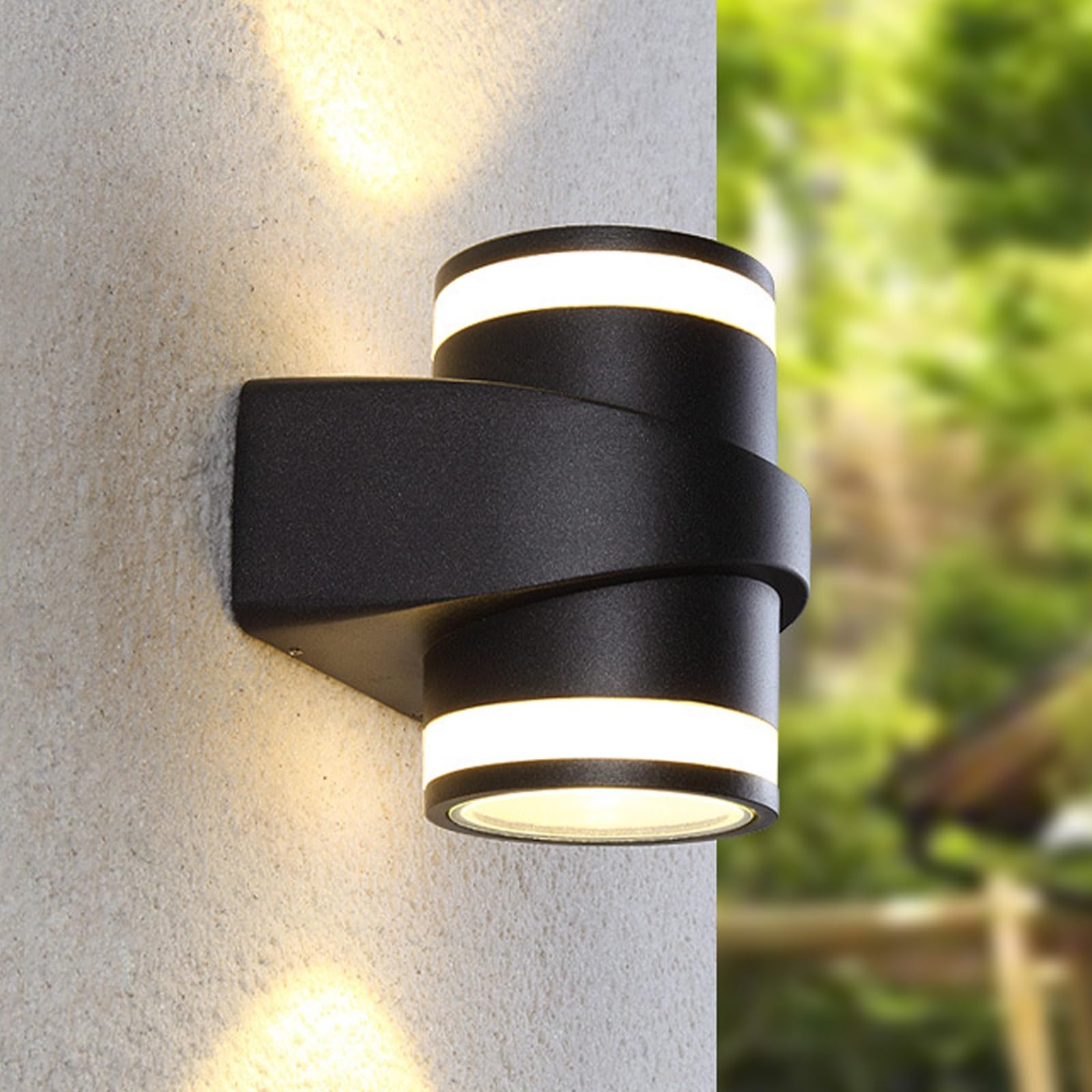 Kinkiety zewnętrzne/wewnętrzne, nowoczesna lampa ścienna LED z aluminium, 10 W, 3000 K, ciepła biel, IP65, wodoodporna, oświetlenie ścienne w górę i w dół, do patio, werandy, ogrodzenia