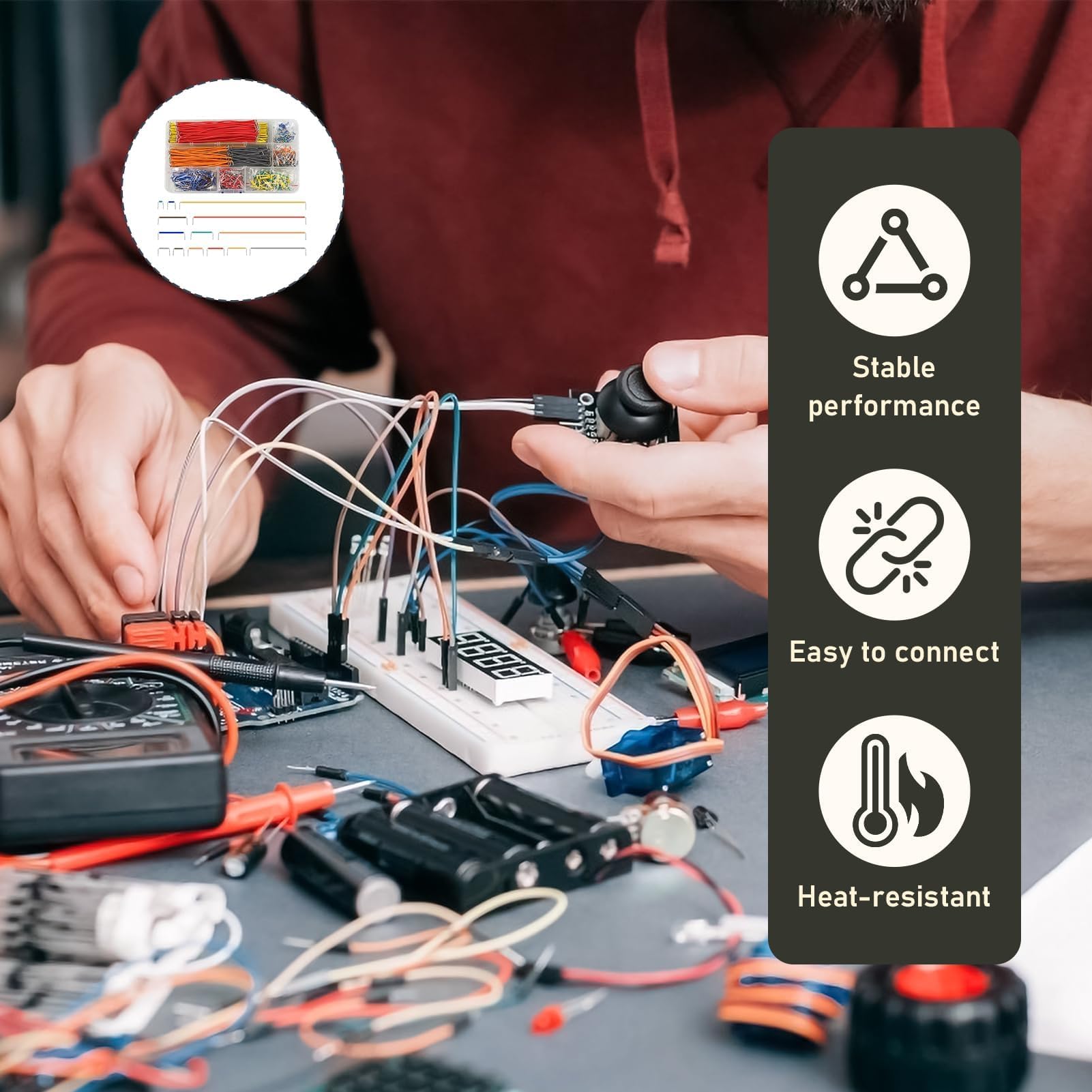 840 Pezzi Breadboard Jumper Wires Filo Assorted Kit, Maschio a Maschio U Shape Jumper Wires breadboard Senz Saldatura, Filo Preformato in 14 Lunghezze Diverse, con Scatola Organizzatrice