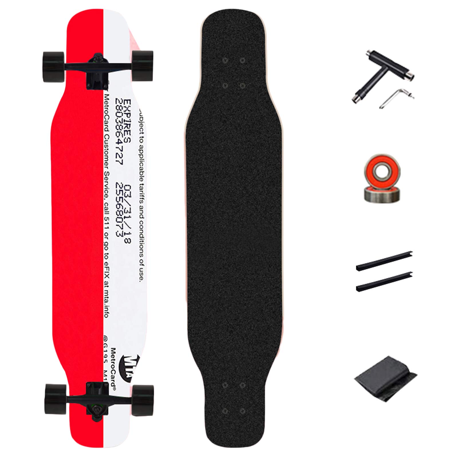 Longboard Dancing Cruiser Drop-Through Freeride Skate Boards, 8 Capas Flexible de Arce Tabla Completa, Rodamientos ABEC-9 Alta velicidad, para Jóvenes Los Adultos Niños Principiantes,B
