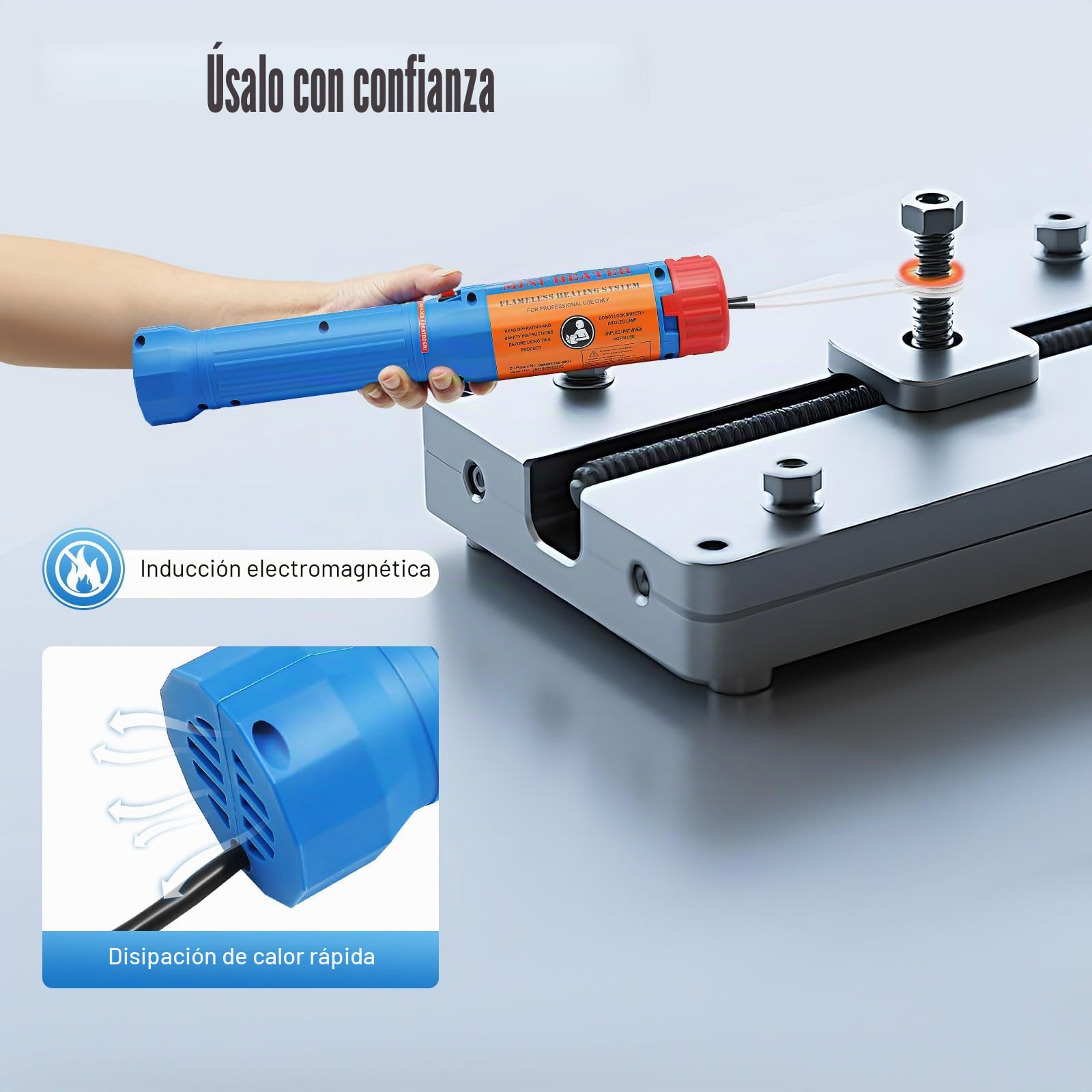 Calentador de inducción para coche, 1,1 kW, con 8 bobinas de calefacción, calentador magnético de inducción, set para quitar pernos y tuercas, temperatura máxima de calentamiento de 800 °C
