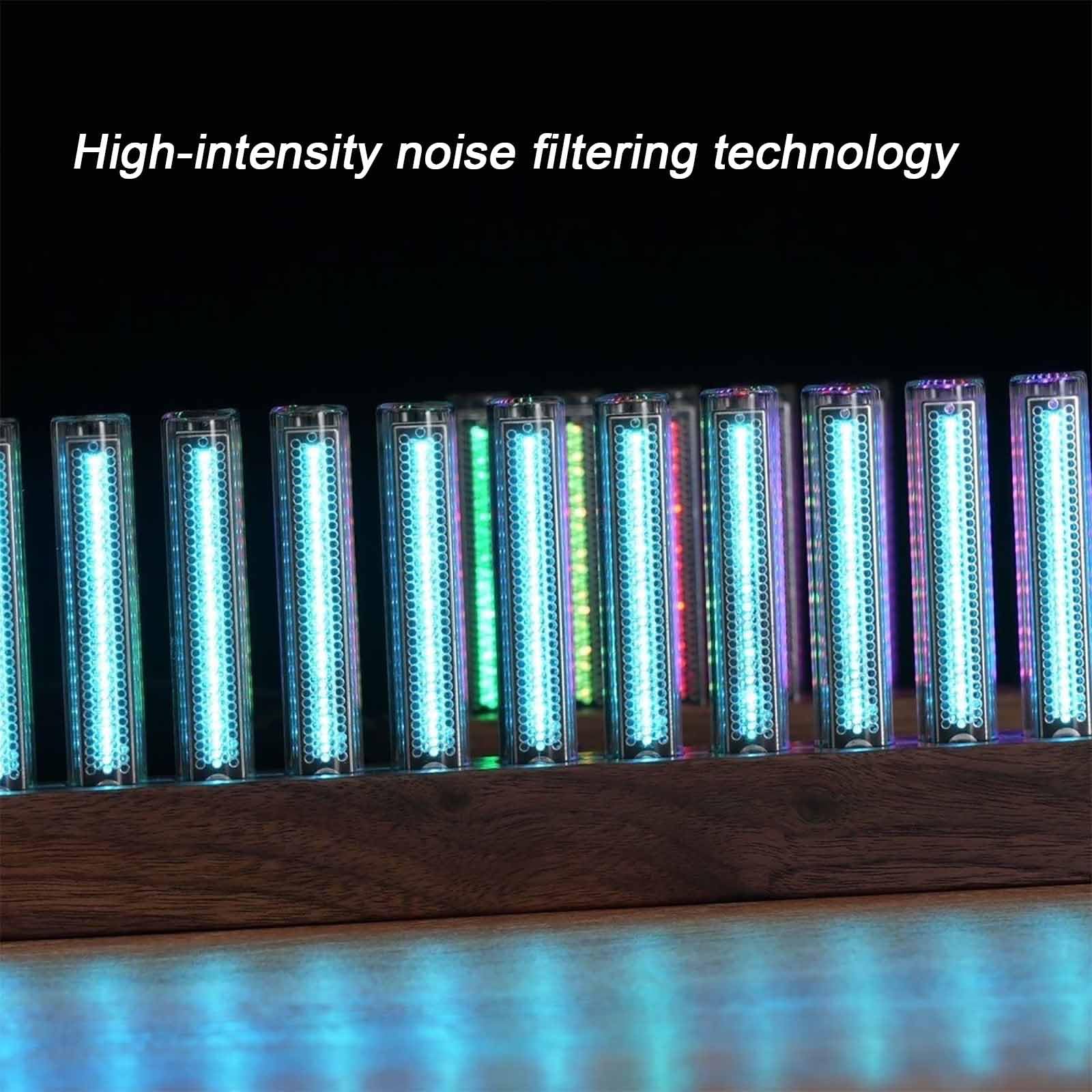 ERICAT Music Spectrum Visualizer Audio Spectrum, Visualizer Music Spectral Rhythm Light Mit 12 Nixie-Röhren Und 7 Voreingestellten Modi, Walnussholzsockel Und 240 RGB Pickup Light, Für Familie, Musik