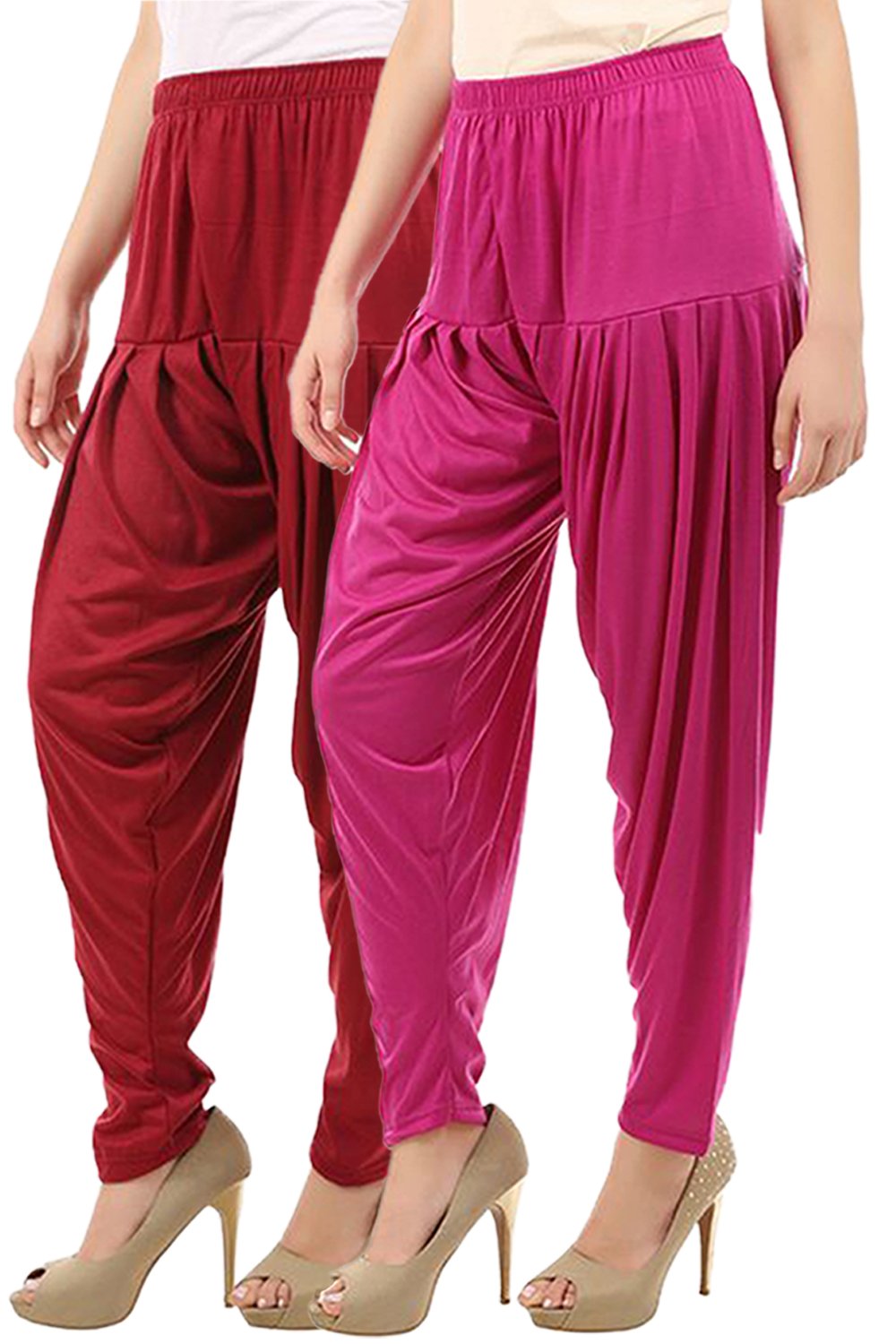 buy that trendz Women's Relaxed Fit Cotton Viscose Dhoti Patiyala Salwar Harem Bottom Pants Maroon Rani Pink XXX-Large Combo Pack of 2-picture-37