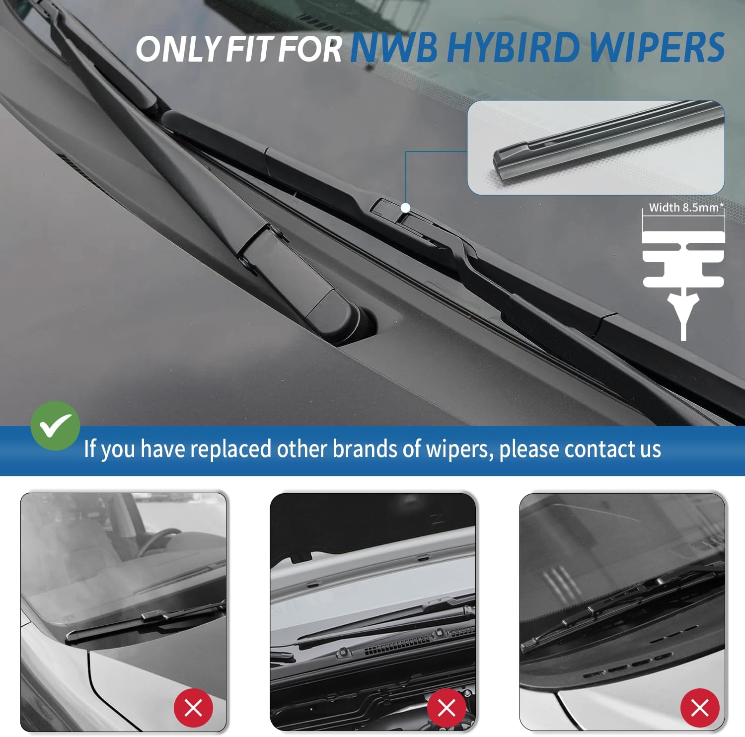 ASLAM Wiper Blade Refills 8.5mm for 28" Hybrid Windshield Wipers(Set of 2)