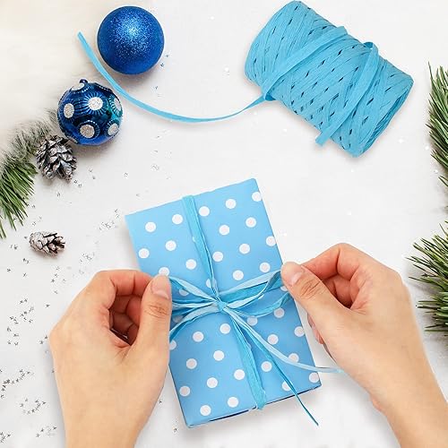 Miniatura 6 de Whaline Cinta de rafia verde degradado del día de San Patricio de 984 pies color verde oscuro verde claro cian rafia cinta de envoltura de papel