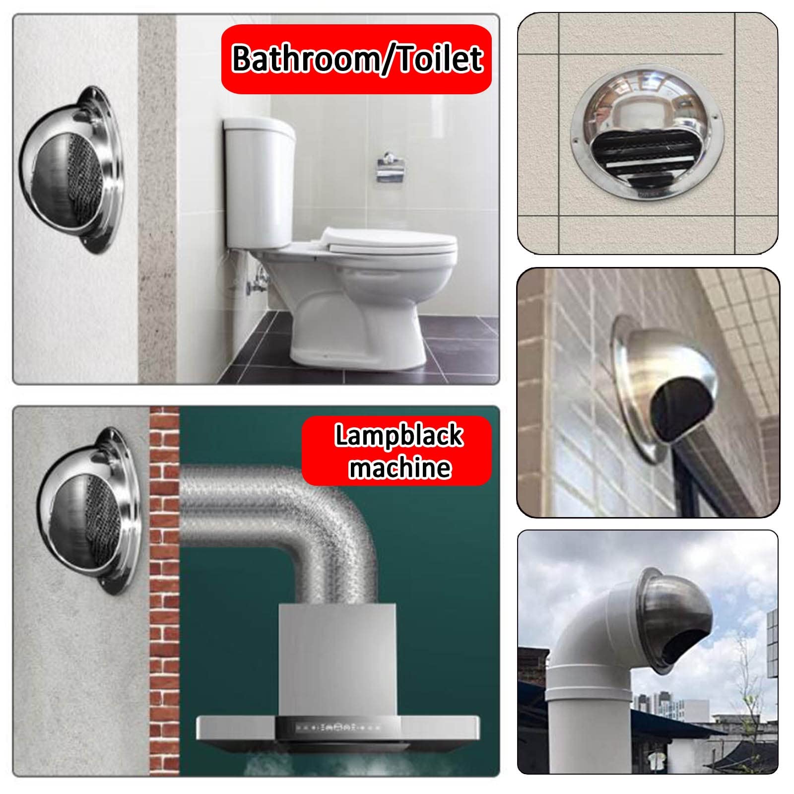 Ronde Murale Ventilation Hotte Ø100 150mm, Cuisine Sortie D'évacuation, Grille D'aération Ronde En Acier Inoxydable 304 Pour Pot D'échappement De Mur Extérieur, Air Frais, Hotte D'échappement ( Color