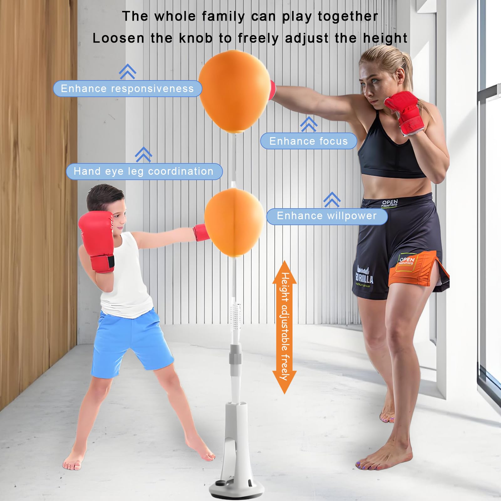 Box-Reaktionstrainingsball, unabhängiger Speedball, verstellbarer Punchingball mit Saugnapfbasis, geeignet für persönlichen oder familiären Eltern-Kind-Trainingssport usw