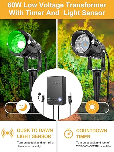 Miniatura 2 de ZUCKEO Kit de iluminación de paisaje RGBW todo en uno, luces de paisaje de bajo voltaje que cambian de color de 5 W con transformador y cable de 80