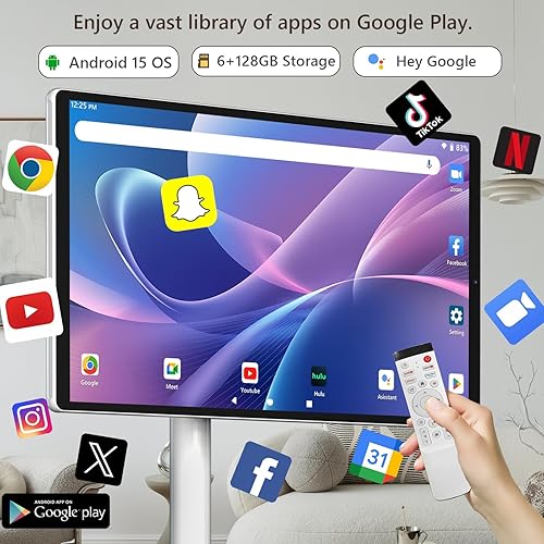 Miniatura 3 de OFD TV portátil de 21.5 pulgadas de 2 generación sobre ruedas 1080P, 100% sRGB, 6+128GB de almacenamiento, Android 15 OS pantalla táctil RollingTV