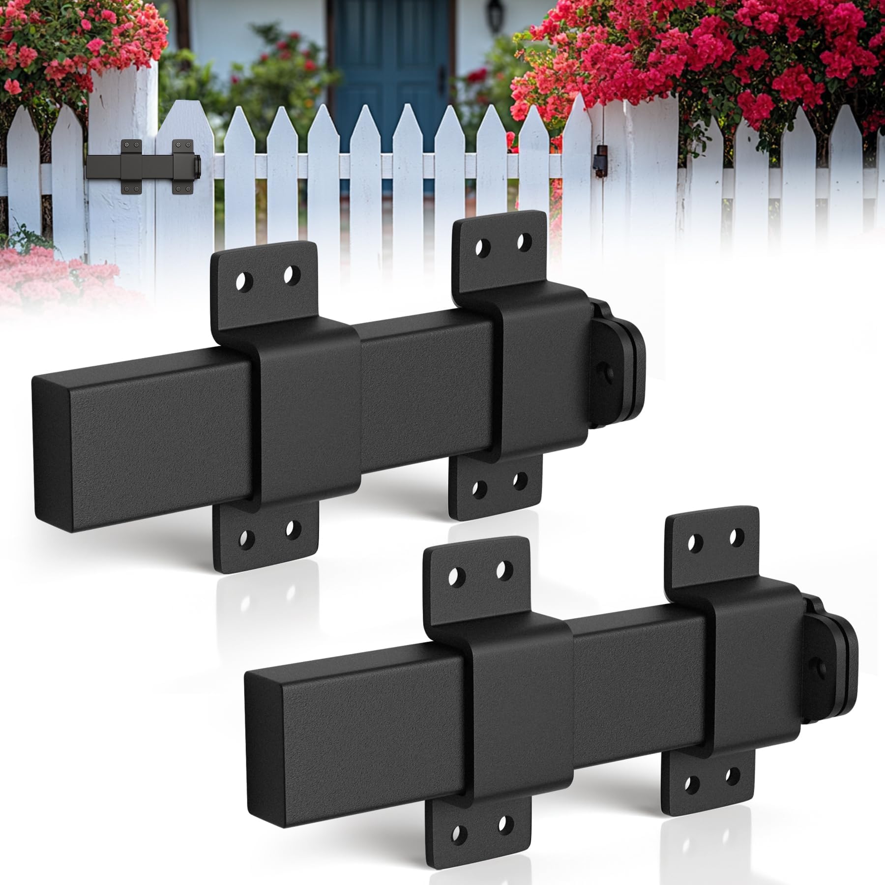 Loquet coulissant robuste loquet de porte de sécurité réglable acier forgé noir x2
