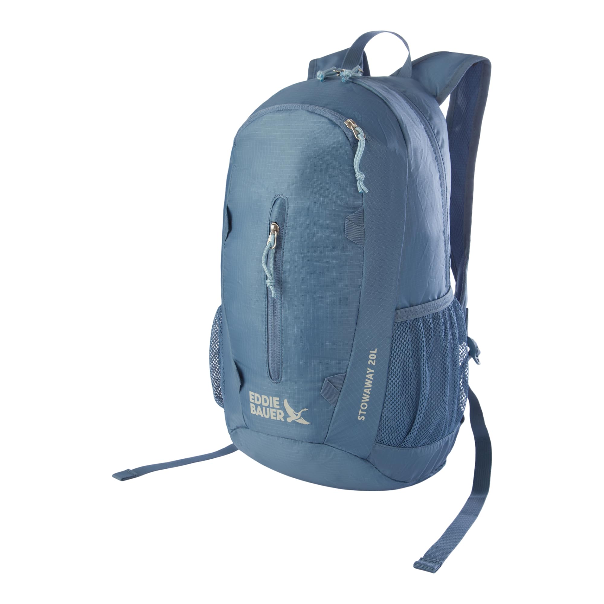 Eddie Bauer Zaino ripiegabile Stowaway | Viaggio | Outdoor | Leggero | Pieghevole | Durevole | Poliestere Ripstop, Piastrella Blu, 20L, Stowaway - Zaino ripiegabile, realizzato in poliestere Ripstop
