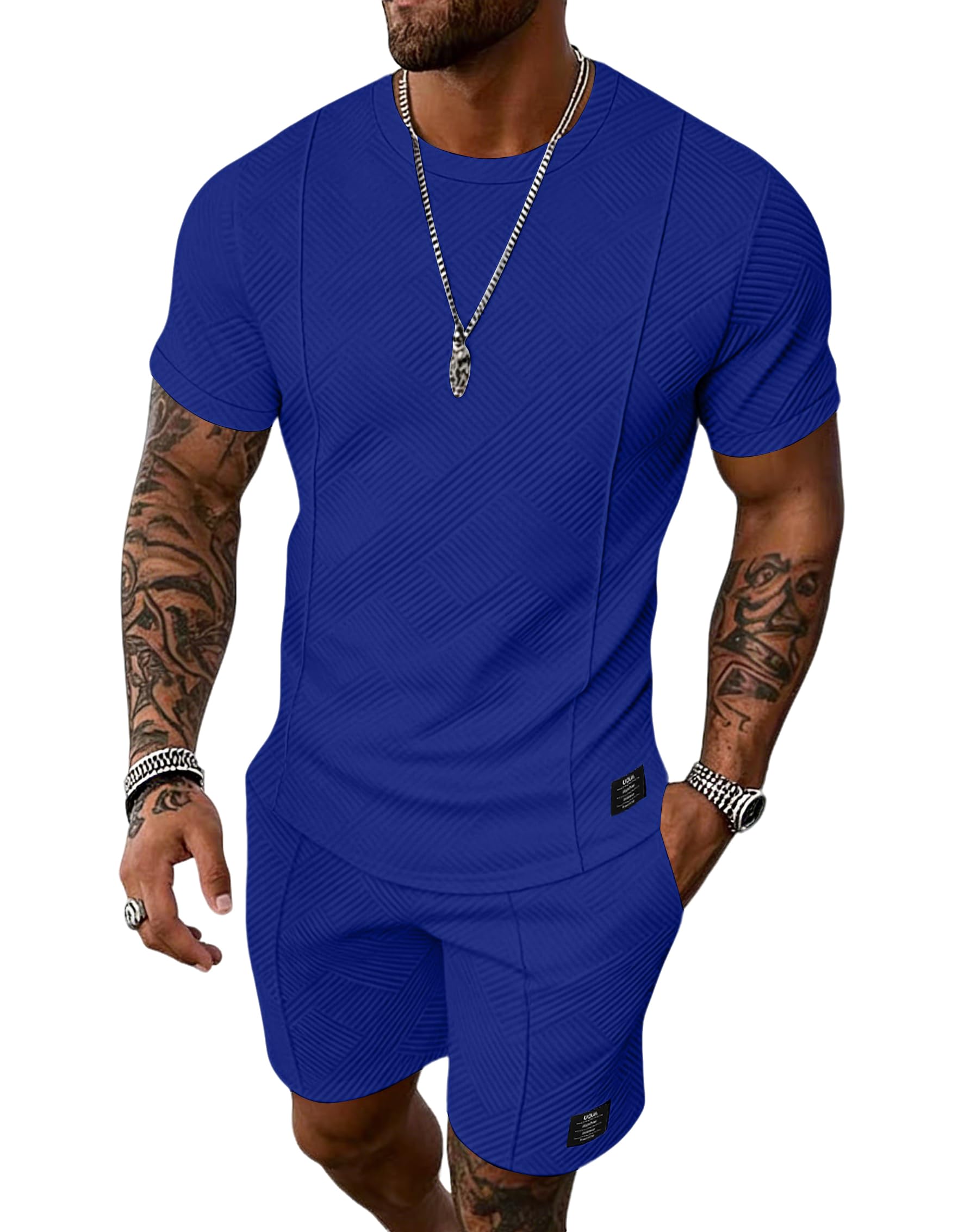 UOUA Men's Shorts Set 2 Piece Summer Outfits Casual Vacation Tracksuits