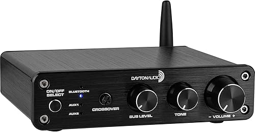 Dayton Audio DTA-2.1BT2 Bluetooth 5.0 Audio estéreo 2.1 canal amplificador receptor mini Hi-Fi clase D amplificador integrado 2.1 CH para altavoces