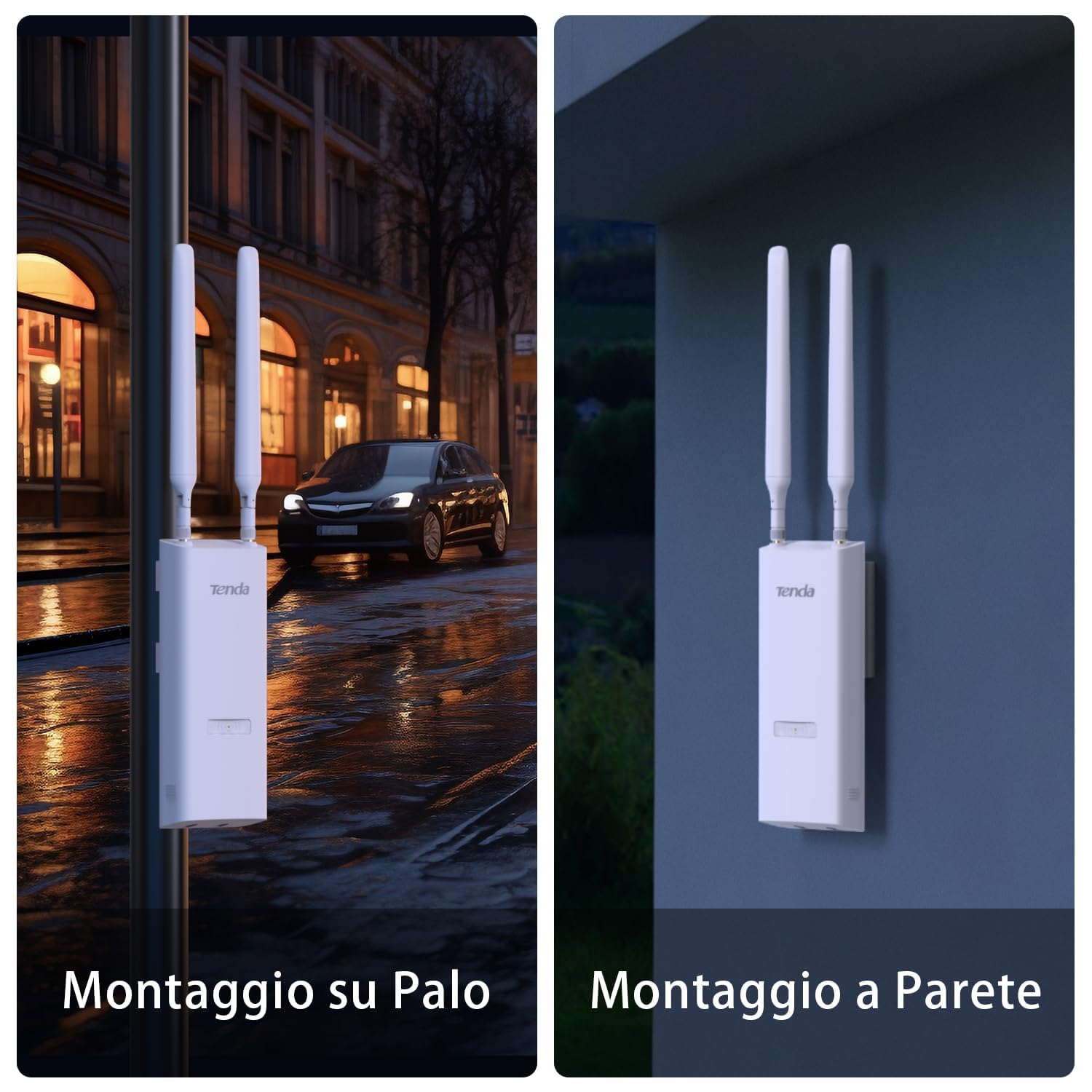 Tenda OAP1200 Access Point Esterno AC1200 Doppia Banda, Indoor/Outdoor Access Point 1200Mbps, IP65, MU-MIMO, OFDMA, Roaming Senza Interruzioni, Fino a 256 Dispositivi, PoE 802.3af & Passive PoE