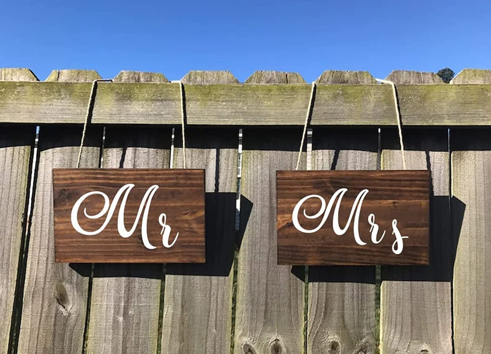 Mr and Mrs Signs 4" x 8" Wedding Chair Signs Set of 2 Wooden Wedding Signs Rustic Wedding Signs Bridal Shower Gift Bride and Groom Sign Rustic Decor