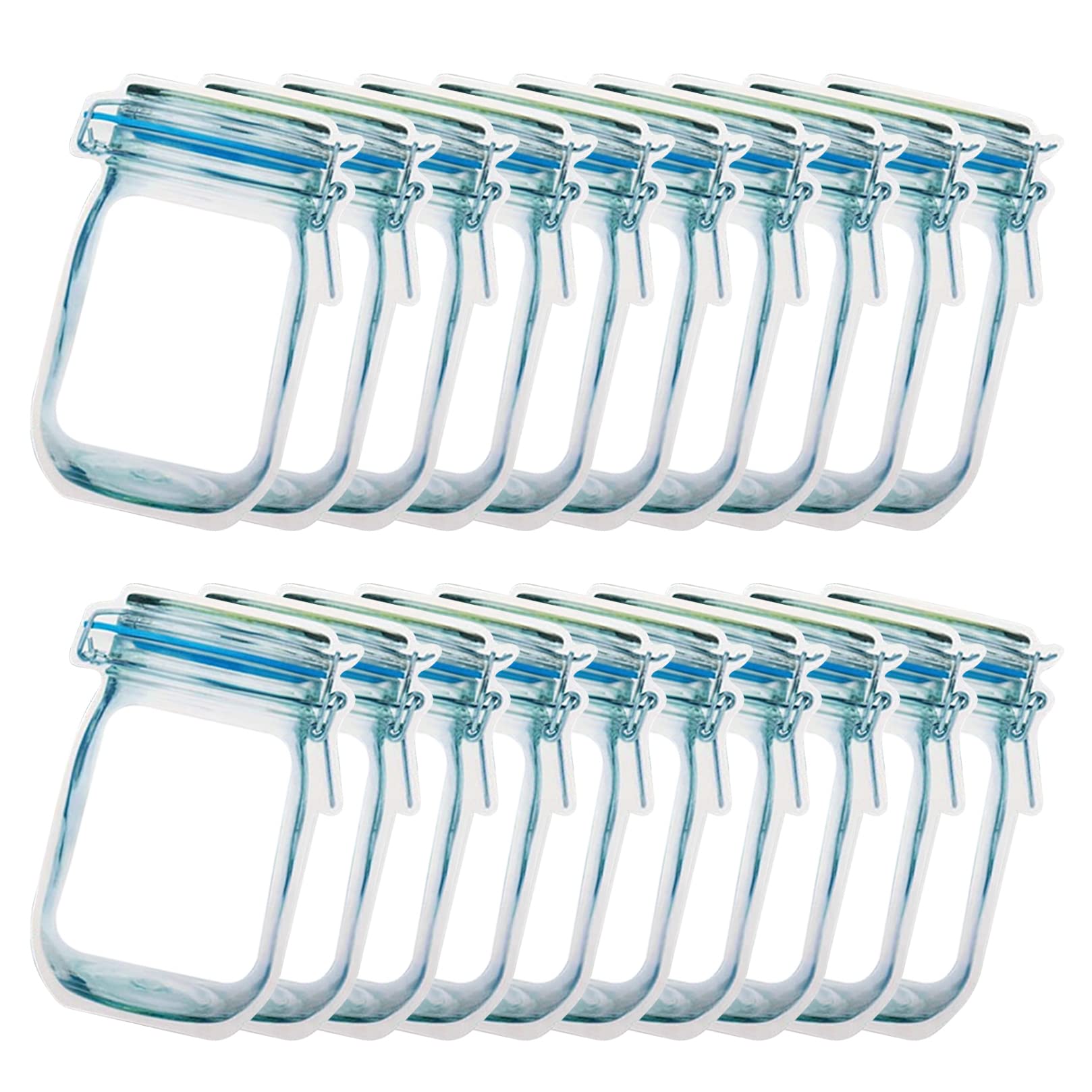 Enkrio Blue 12 Pack Mason Jar Zipper Bags, Reusable Ziplock Snack Food Storage Bags For Kitchen Sandwich Picnic Organizer