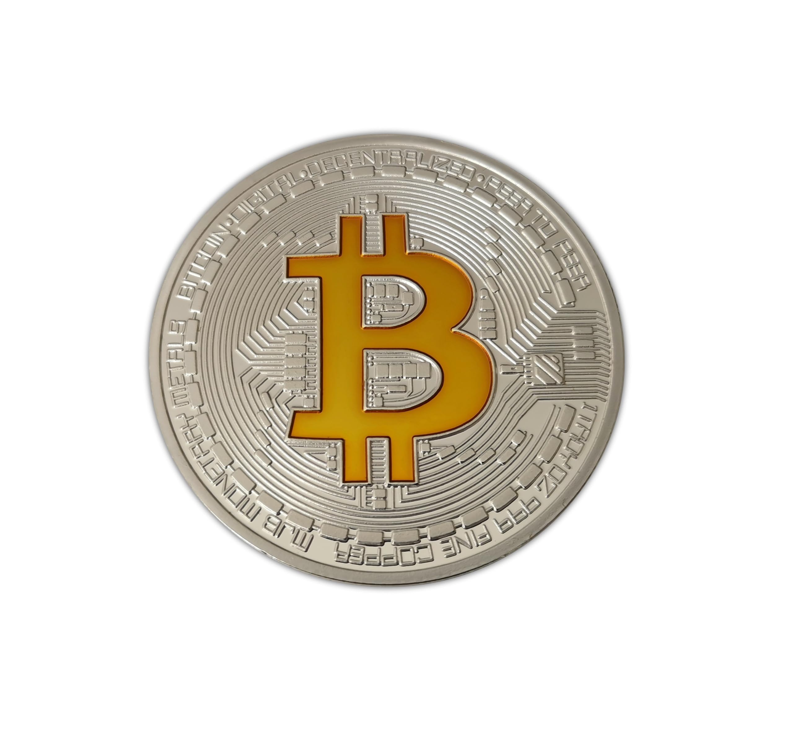 Eillwin Silver Color Bitcoin Commemorative Coin Crypto Novelty Souvenir