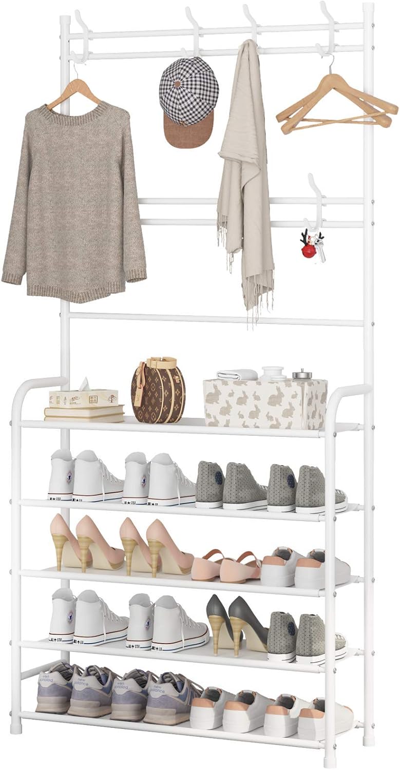 Buy UDEAR Entryway Coat Rack,3in1 Hall Tree Multifunctional Storage Shelf with 5Tier Shoe