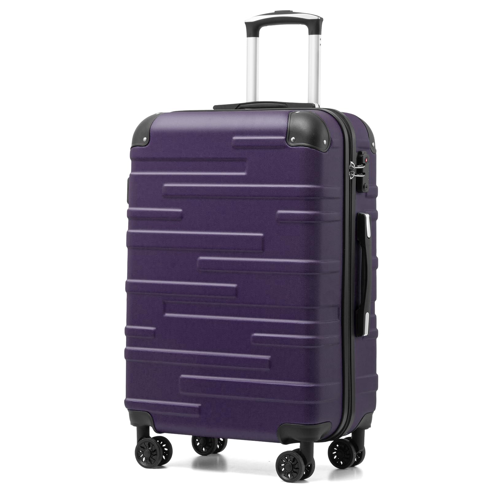 COOLIFE Hartschalen-Koffer Rollkoffer Reisekoffer Vergrößerbares Gepäck (Nur Großer Koffer Erweiterbar) ABS Material mit TSA-Schloss und 4 Rollen