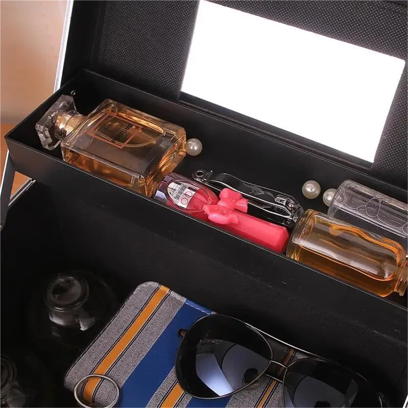Porta Smalti Organizer Beauty Makeup Box Artist Cosmetici professionali Custodie for trucco for unghie Cassetta degli attrezzi multistrato Borsa for valigia(Black)