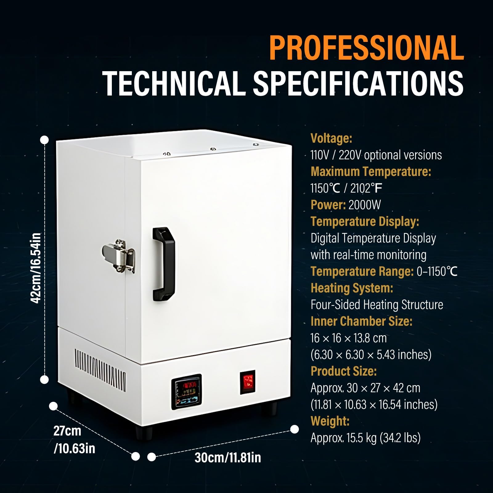 Forno Elettrico Gioielli 2000w, Forno Cera Persa 1150℃ per Lost Wax Casting, Muffle Kiln E Applicazioni in Laboratorio Professionale Creativo per Lavorazioni Avanzate