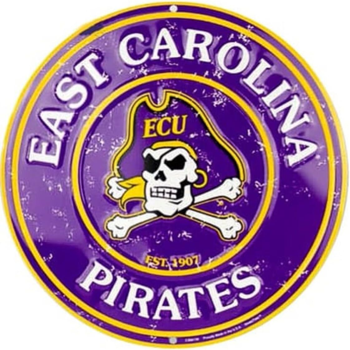 East Carolina University Pirates 12” Round Aluminum Sign