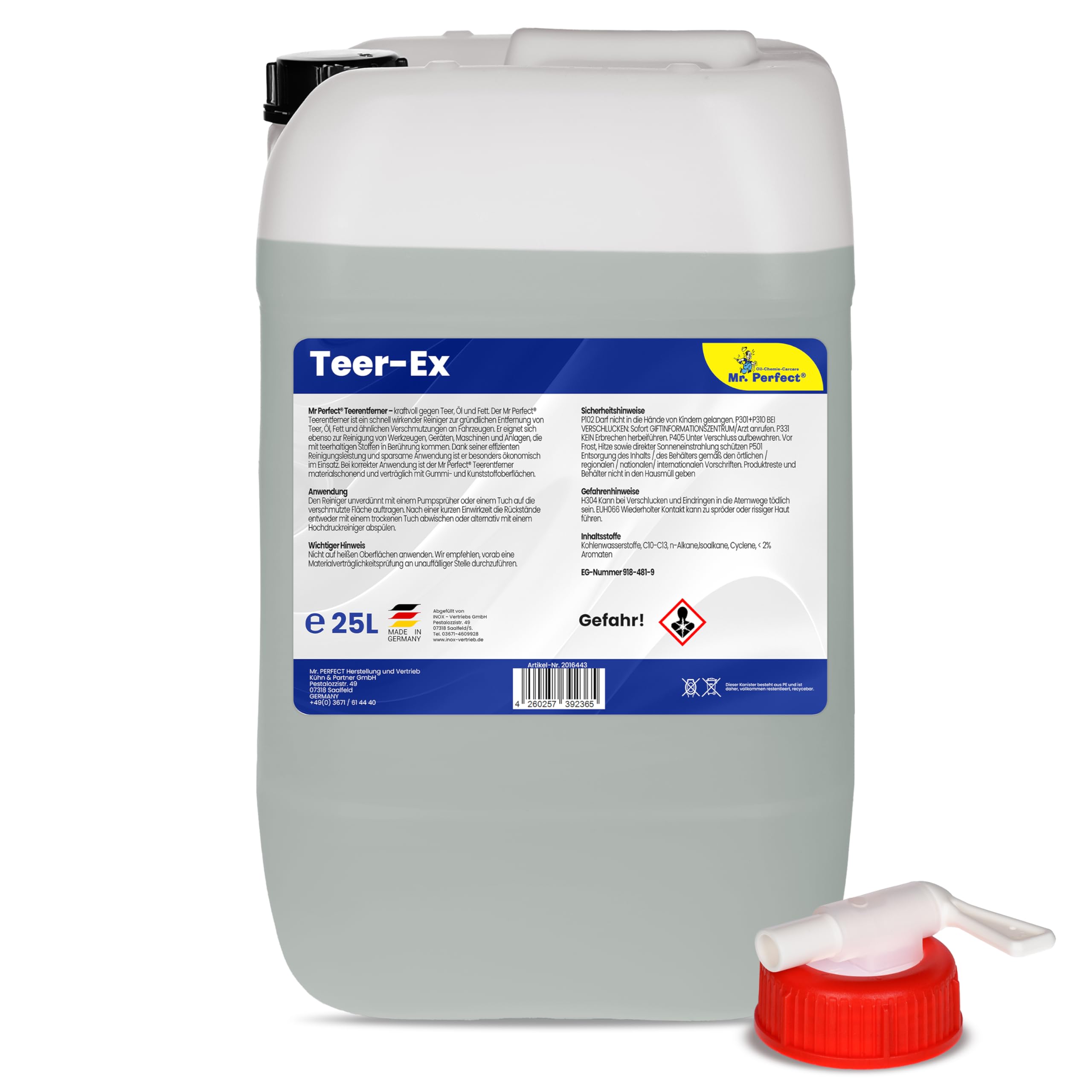 Mr. Perfect® Professioneller Teerentferner Auto - 25L I Bitumen Entferner - Entfernt effektiv Teer, Bitumen, Öl & Fett I Baumharzentferner - Teer Entferner für Auto, Wohnmobil, Werkzeuge & Mehr
