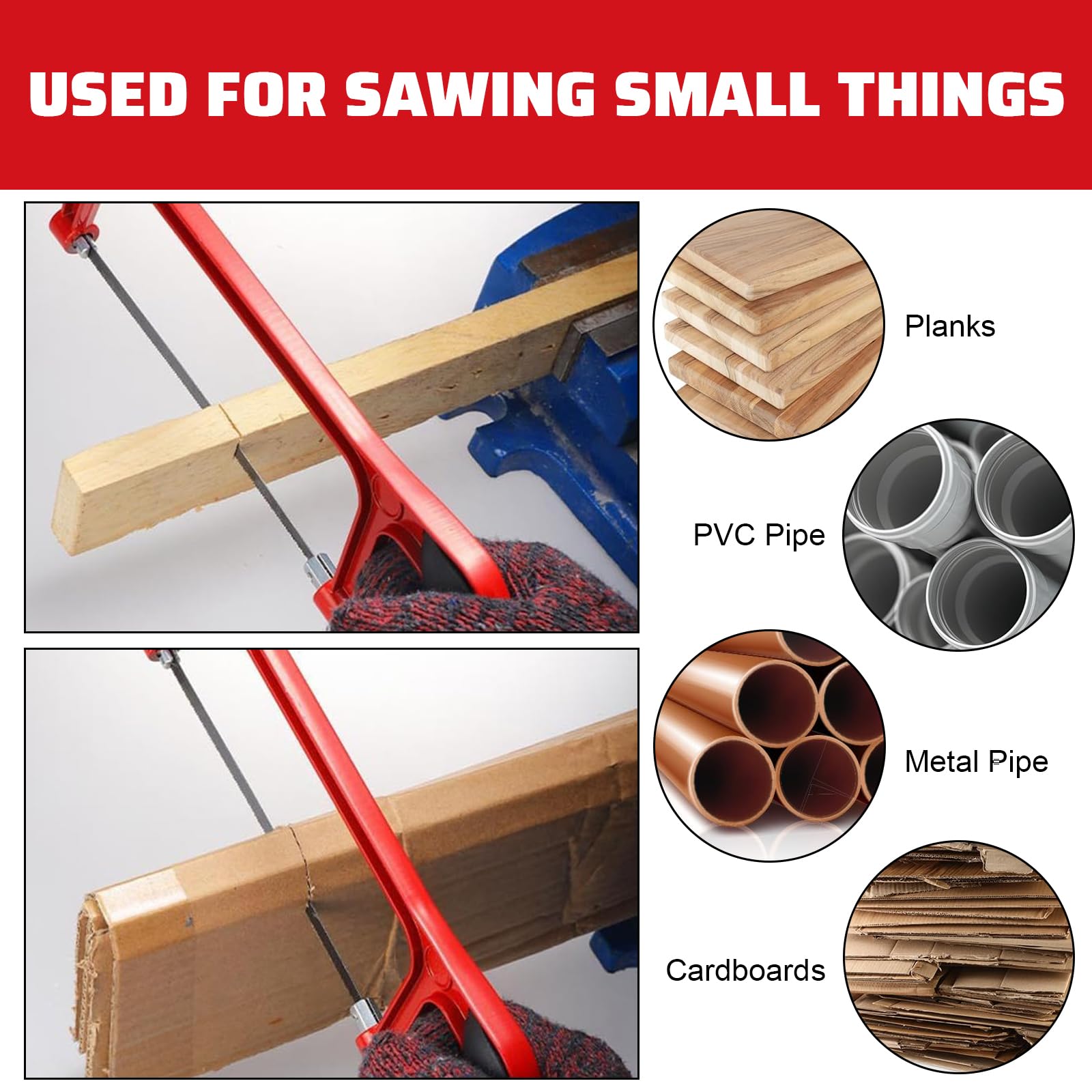 3 PCS Hacksaw for Metal Cutting Metal Saw, Hack Saw, 12-Inch, 6-Inch, Mini Hacksaw for Cutting Plastic Wood PVC Pipe Tile - Image 4