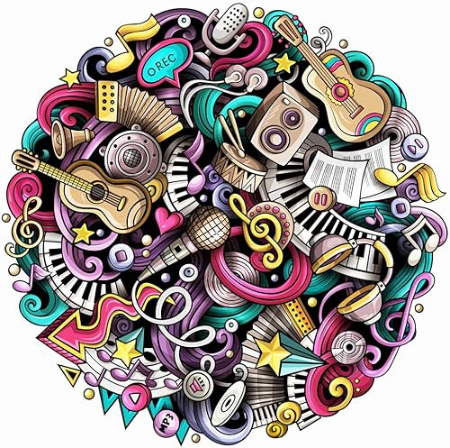 Rompecabezas redondo de 1000 piezas para adultos, rompecabezas musical de graffiti, rompecabezas grueso y resistente, rompecabezas de arte, juego