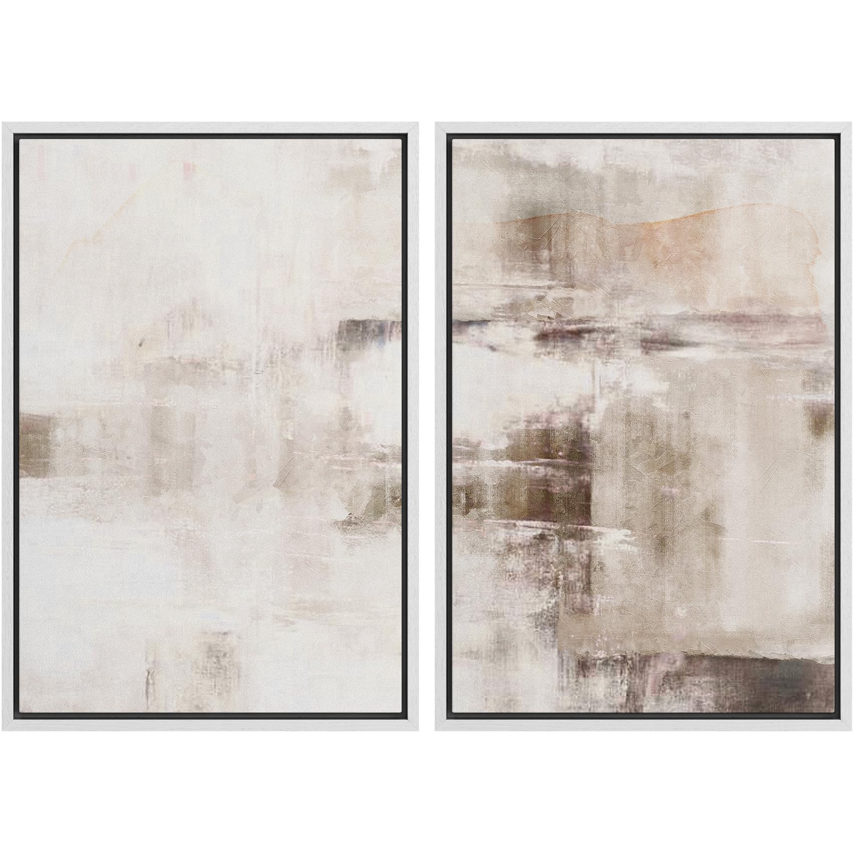 MUDECOR Framed Canvas Print Wall Art Set Watercolor Pastel Green Tan Landscape Abstract Shapes Illustrations Modern Art Decorative Contemporary for Living Room, Bedroom, Office - 16"x24"x2 Natural — view 14